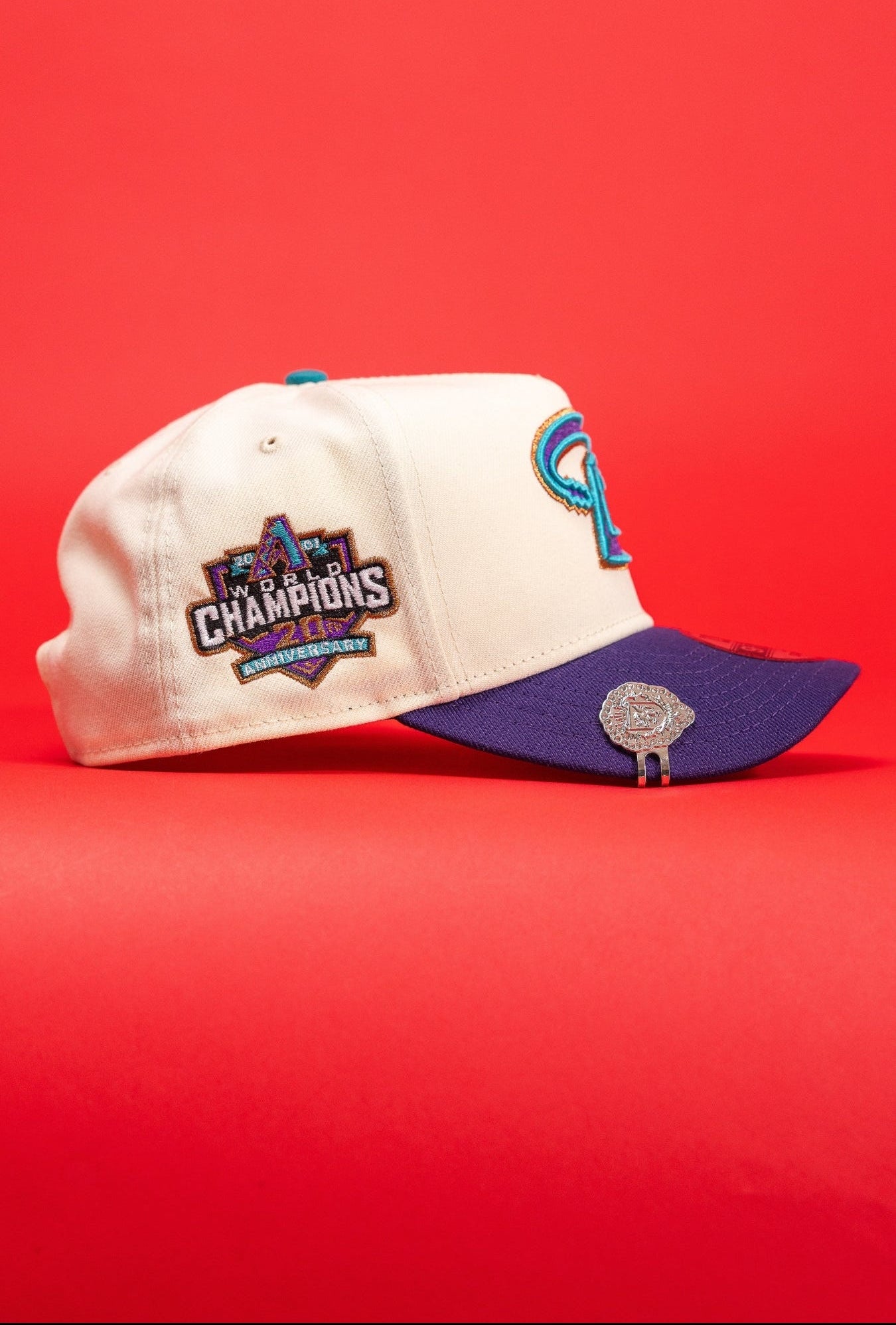 New Era Exclusive 9Fifty A-Frame Chrome/Purple Arizona Diamondbacks Snapback W/ World Champions Side Patch