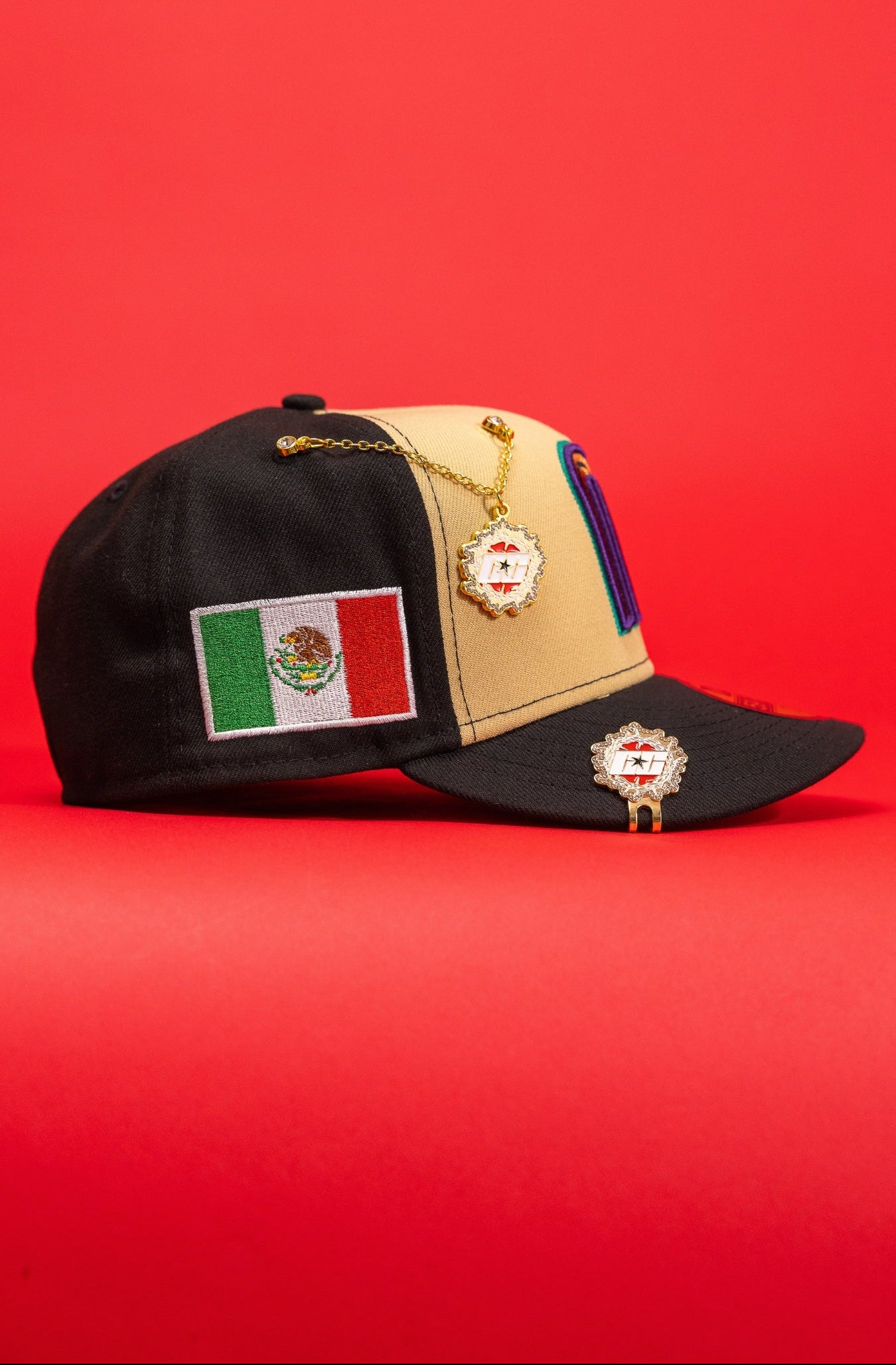 NEW ERA EXCLUSIVE 59FIFTY VEGAS GOLD 2026 WBC MEXICO W/ "MEXICAN FLAG" SIDE PATCH