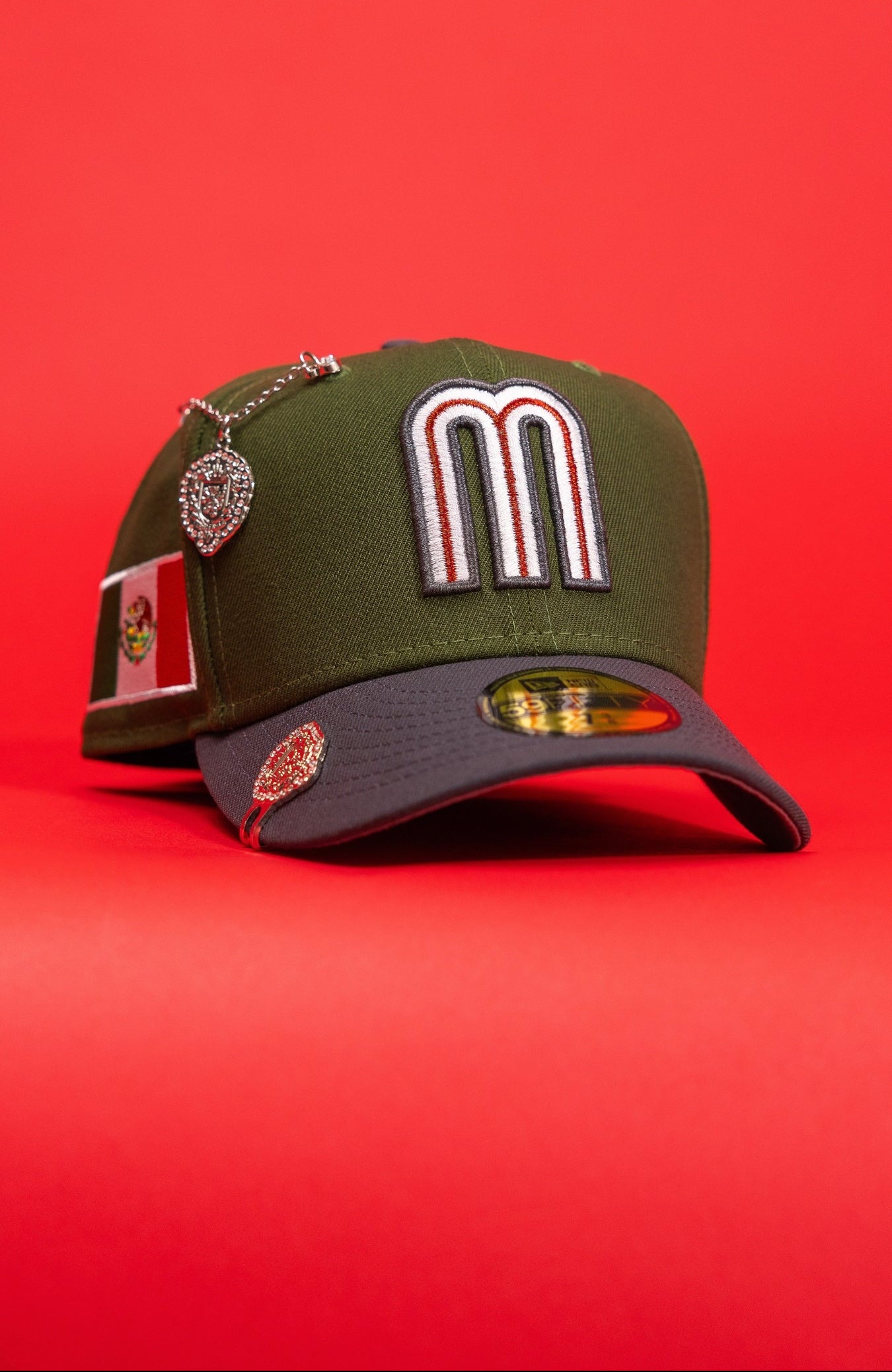 NEW ERA EXCLUSIVE 59FIFTY PINE GREEN/GREY 2026 WBC MEXICO W/ "MEXICAN FLAG" SIDE PATCH