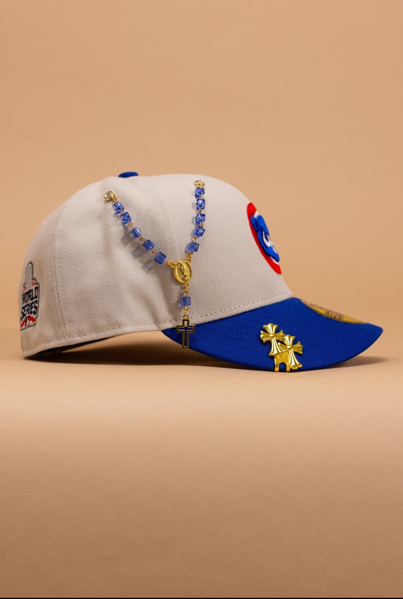 New Era Exclusive 59Fifty Stone Grey/Blue Chicago Cubs W/ World Series Embroidery