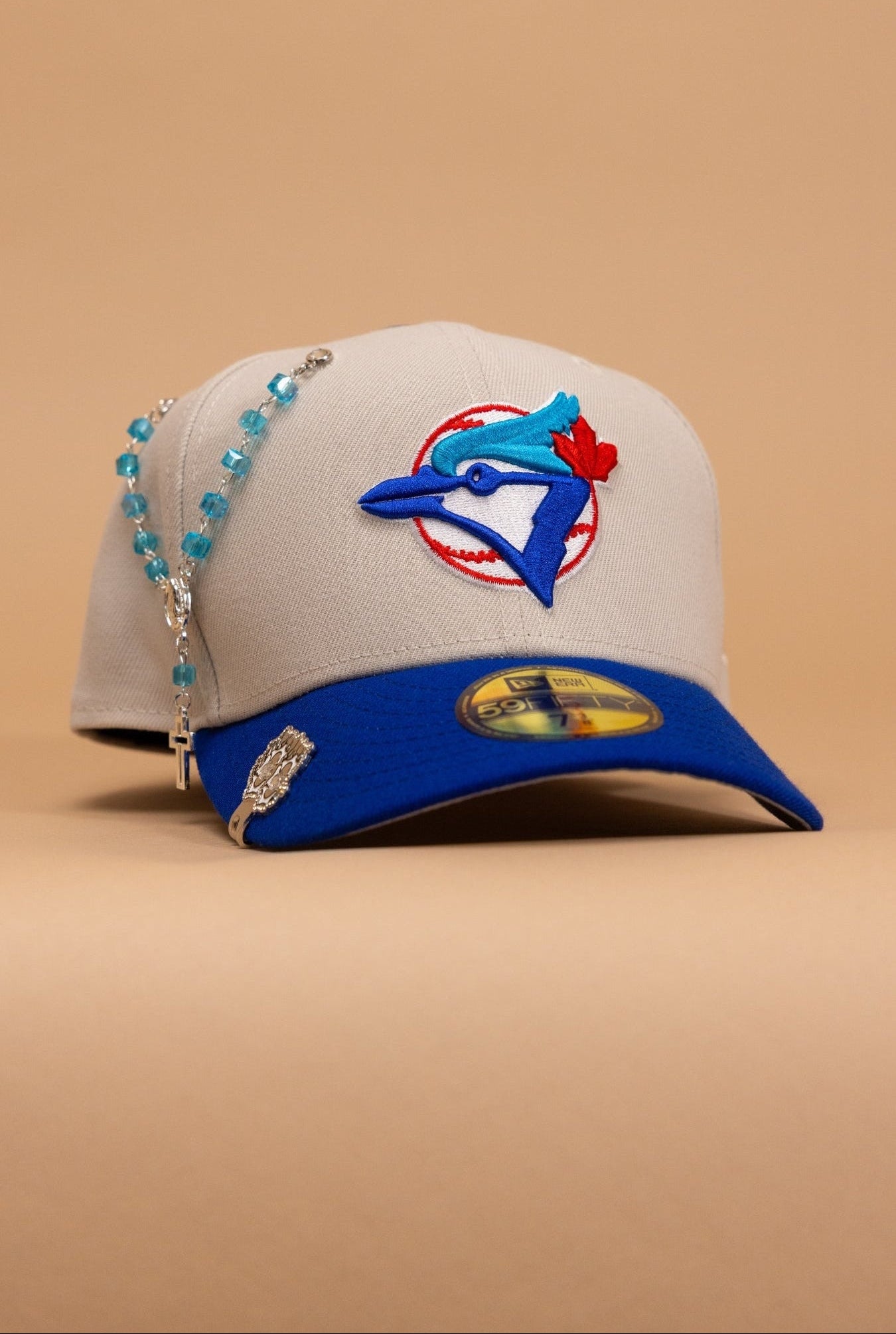 New Era Exclusive 59Fifty Stone Grey/Blue Toronto Blue Jays W/ World Series Embroidery