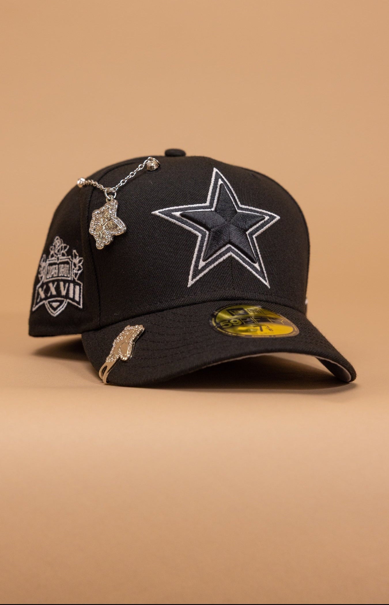 New Era Exclusive 59Fifty Black Dallas Cowboys W/ XXVII Super Bowl Side Patch