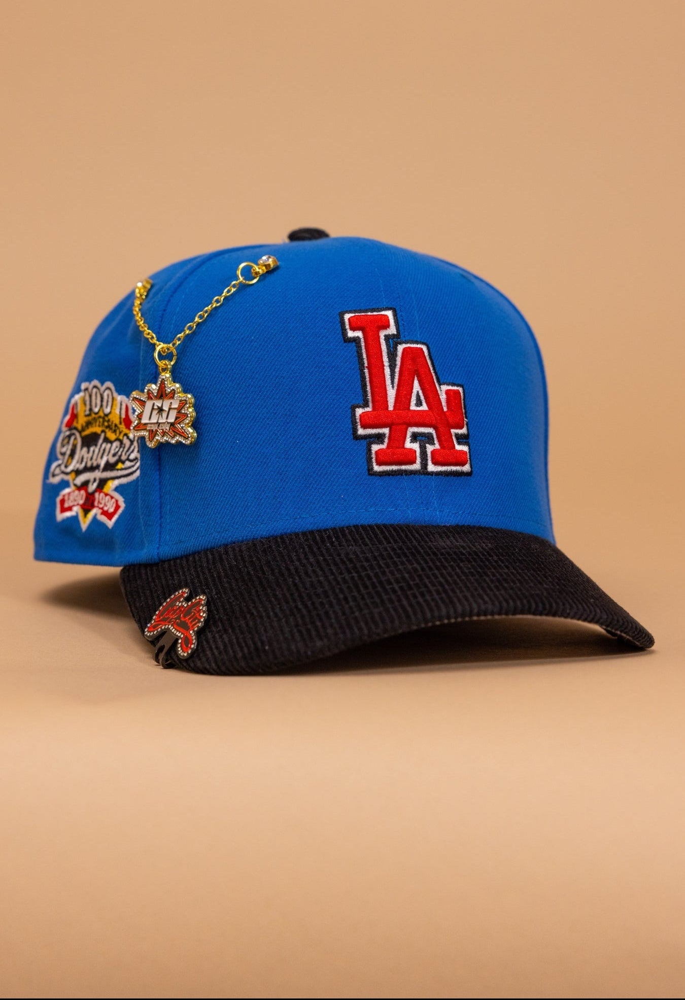 New Era Exclusive 59Fifty Blue/Corduroy Los Angeles Dodgers W/ 100th Anniversary Side Patch