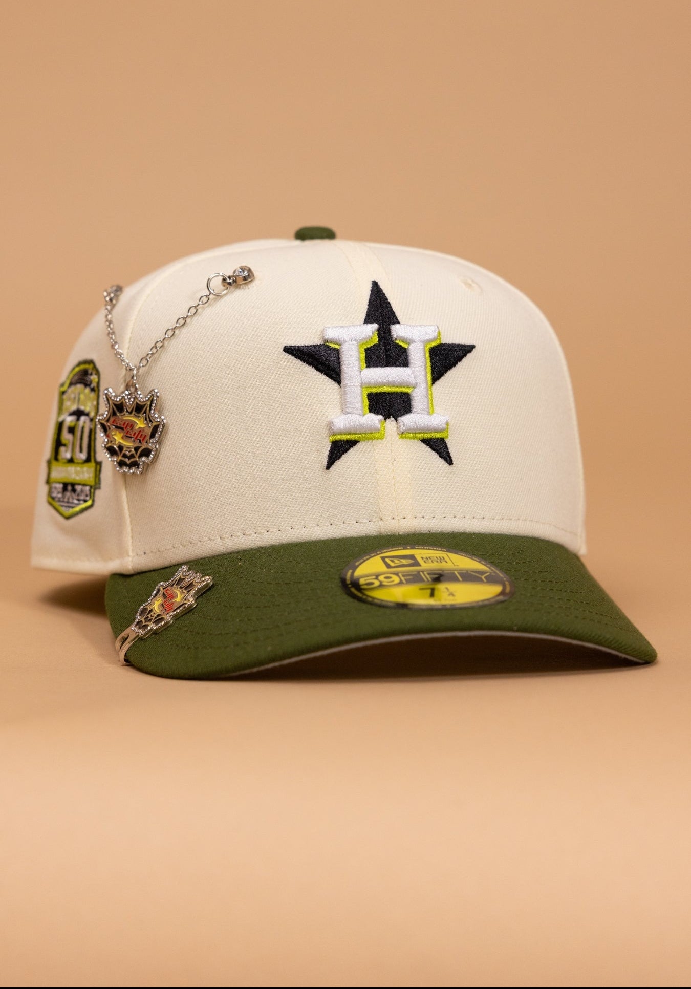 New Era Exclusive 59Fifty Chrome/Olive Houston Astros W/ 50th Anniversary Side Patch
