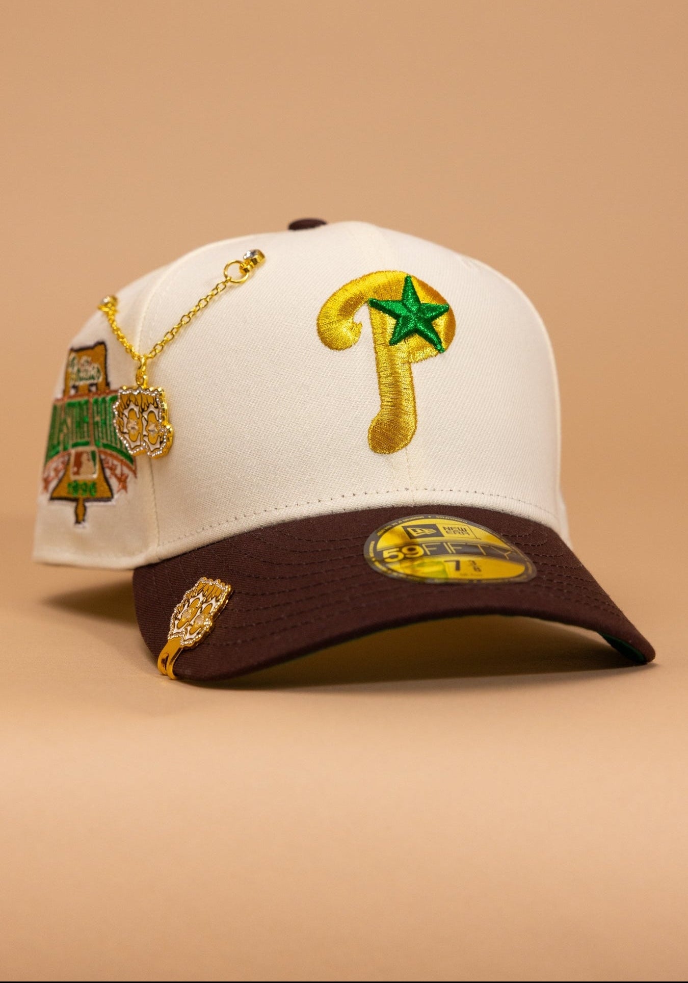 New Era Exclusive 59Fifty Chrome/Brown Philadelphia Phillies W/ 1996 All Star Game Side Patch