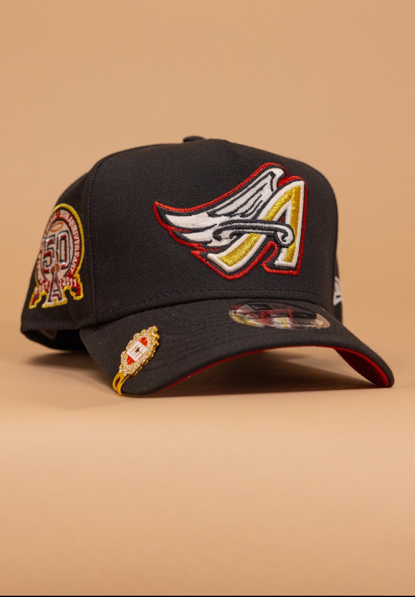 New Era 9FIFTY A-FRAME Black Anaheim Angels Snapback W/ 50th Anniversary Side Patch