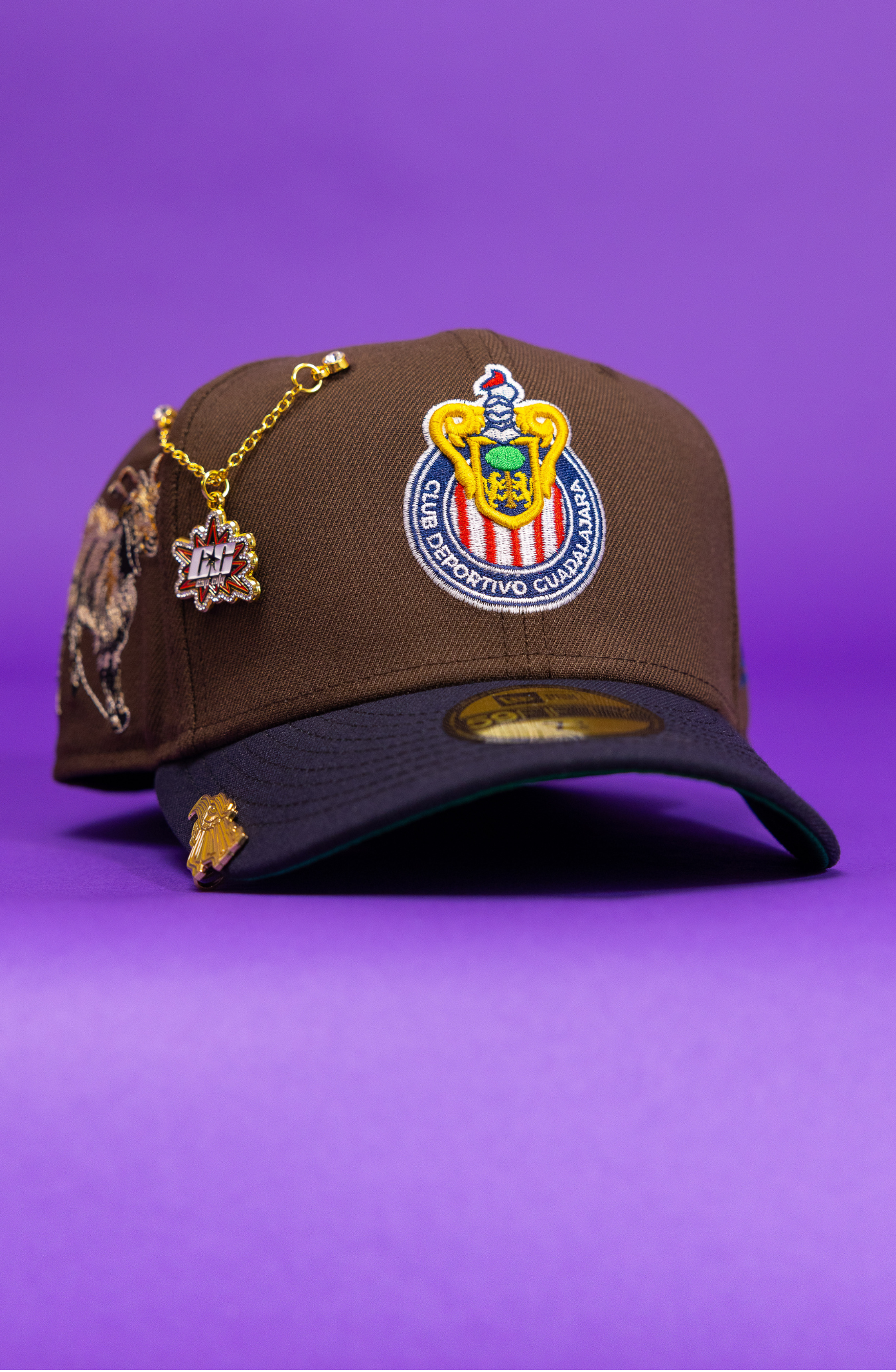 New Era Exclusive 59Fifty Brown/Navy Chivas De Guadalajara W/ El Chivo Side Patch