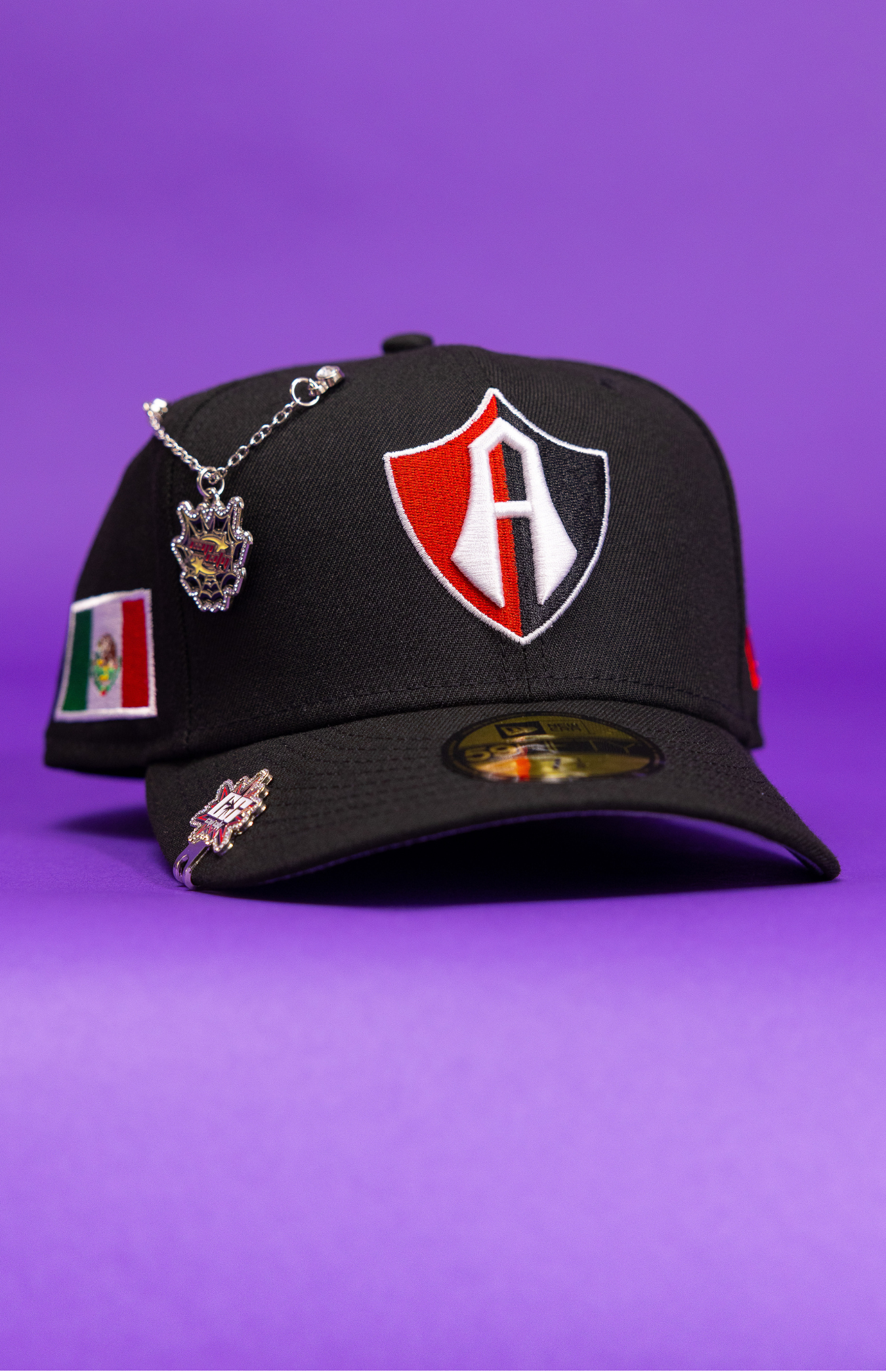 New Era Exclusive 59Fifty Black Atlas De Guadalajara W/ Mexico Flag Side Patch