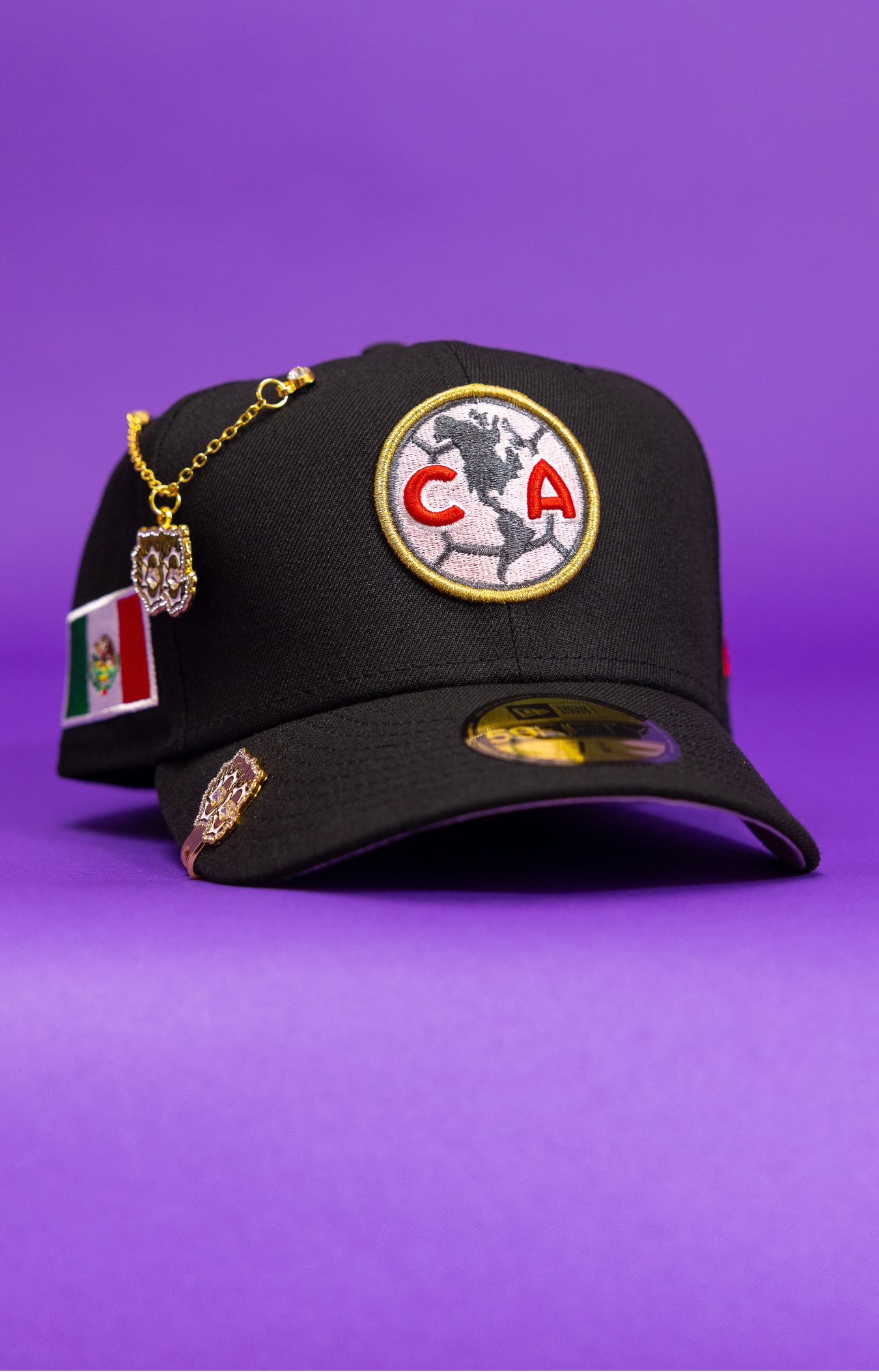 New Era Exclusive 59Fifty Black Club America W/ Mexico Flag Side Patch