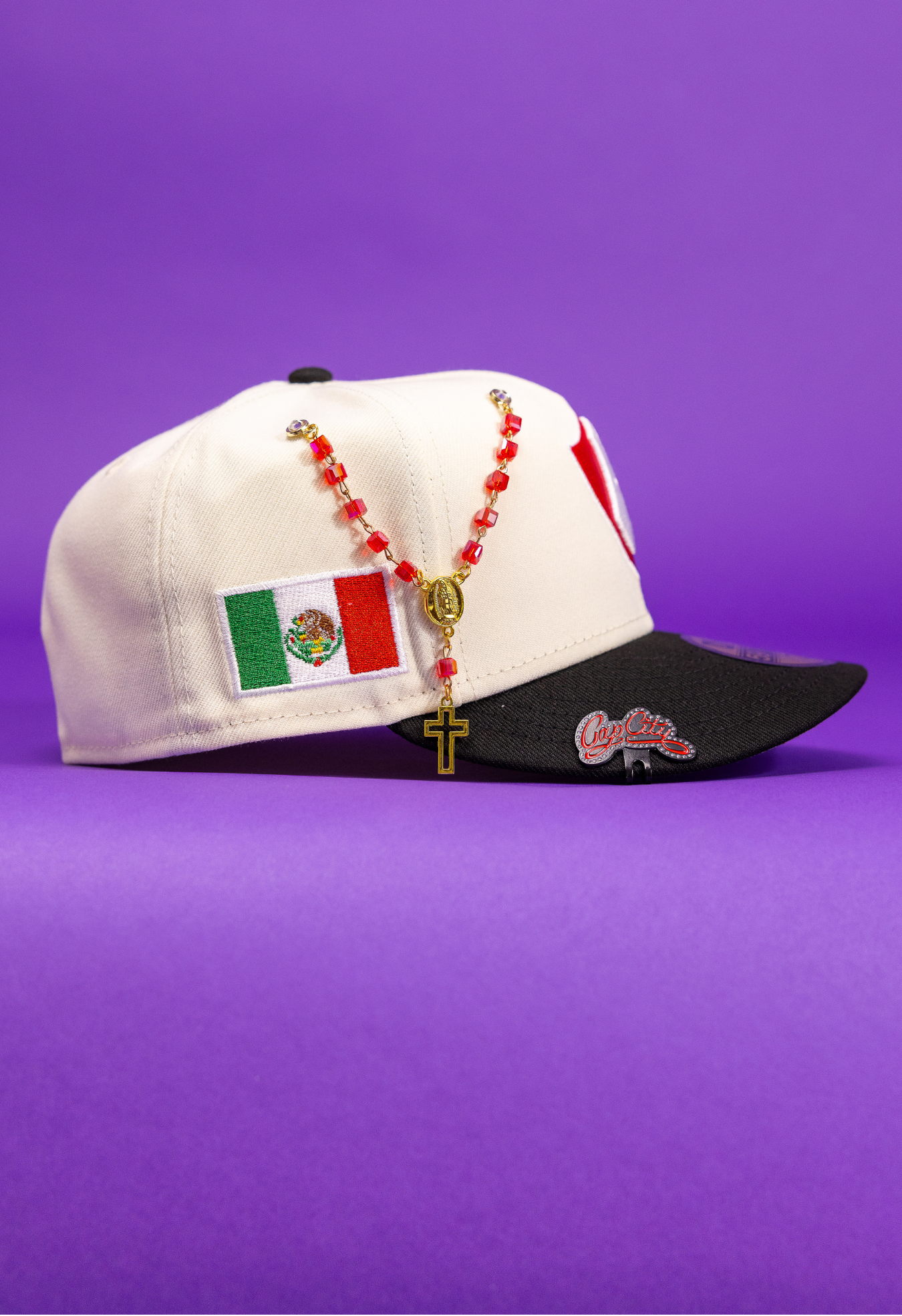 New Era Exclusive 59Fifty Chrome/Black Atlas De Guadalajara W/ Mexico Flag Side Patch