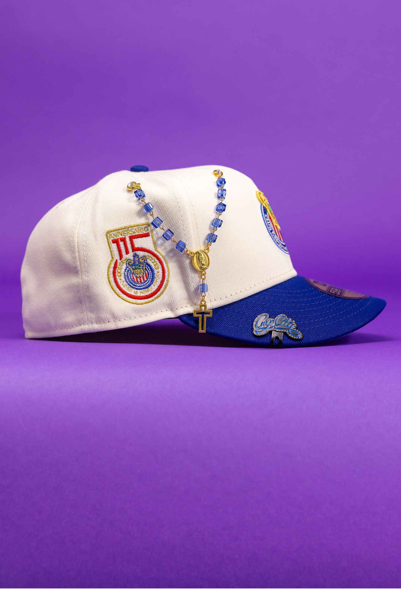 New Era Exclusive 59Fifty Chrome/Blue Chivas De Guadalajara W/ 115th Anniversary Side Patch