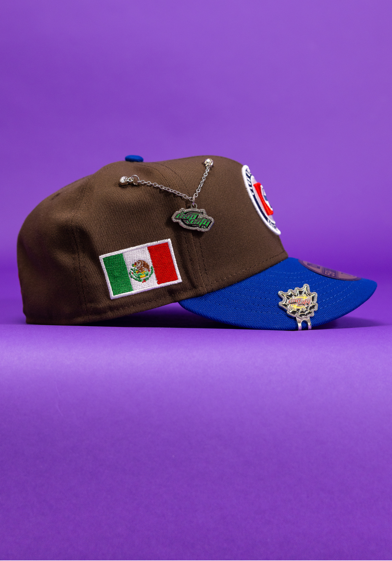 New Era Exclusive 59Fifty Brown/Blue Club Cruz Azul W/ Mexico Flag Side Patch