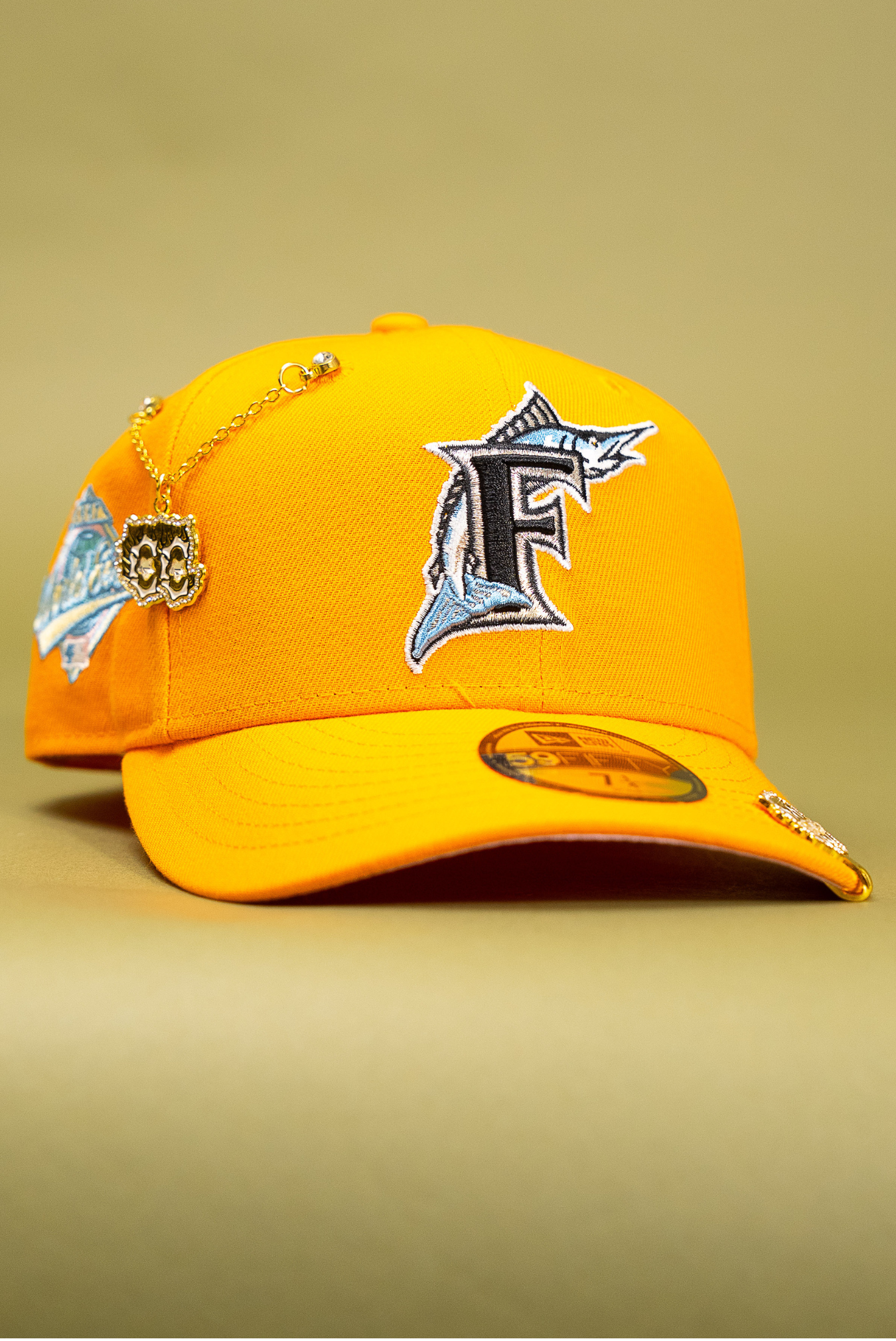 New Era Exclusive 59Fifty Yellow Miami Marlins W/ World Series Side Patch