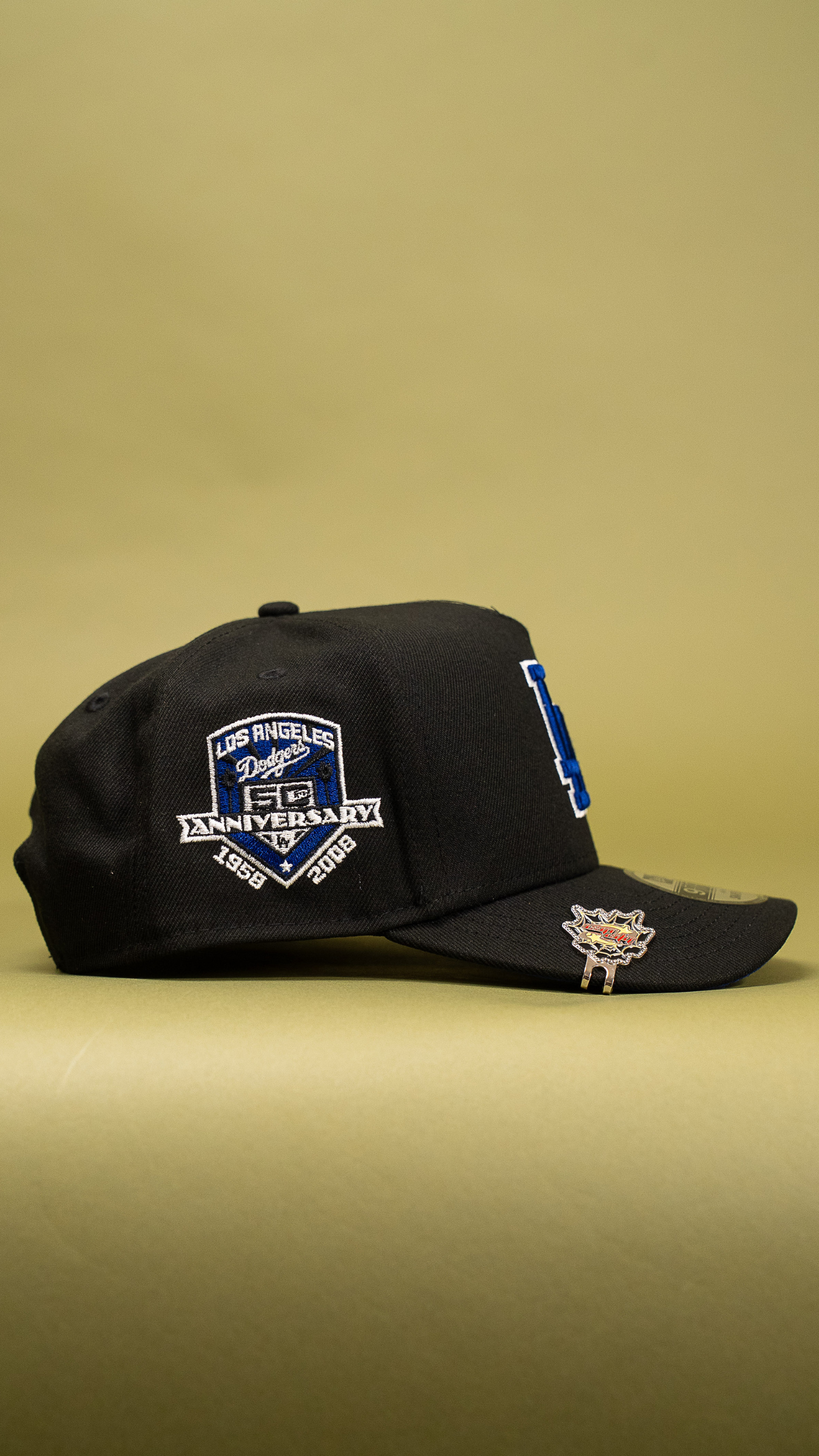 New Era 9Fifty A-Frame Black Los Angeles Dodgers Snapback W/ Outline + 50th Anniversary Side Patch