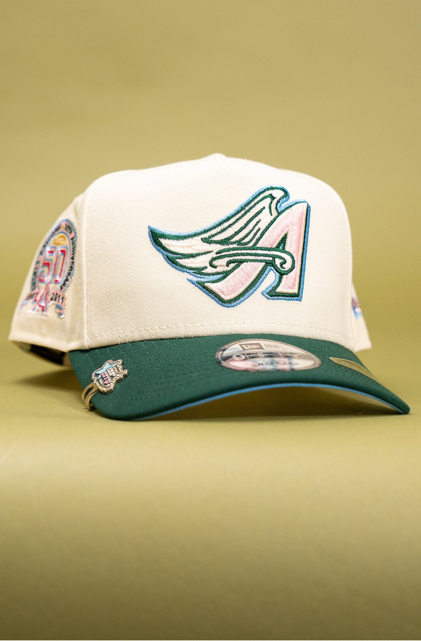 New Era 9Fifty A-Frame Chrome/Forest Green Anaheim Angels Snapback W/ 50th Anniversary Side Patch
