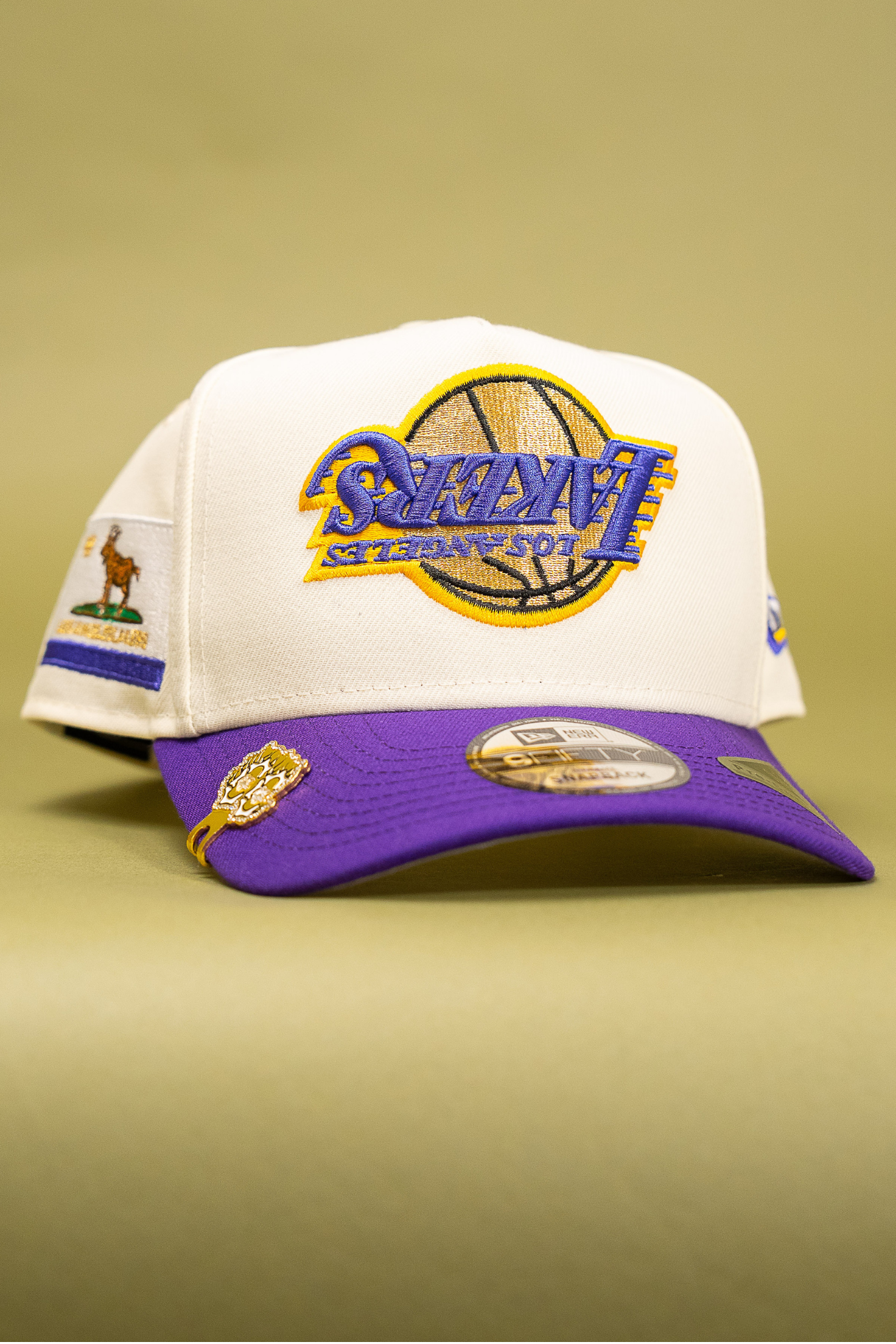 New Era 9Fifty A-Frame Chrome/Purple Upside Down Los Angeles Lakers Snapback W/ Goat Side Patch