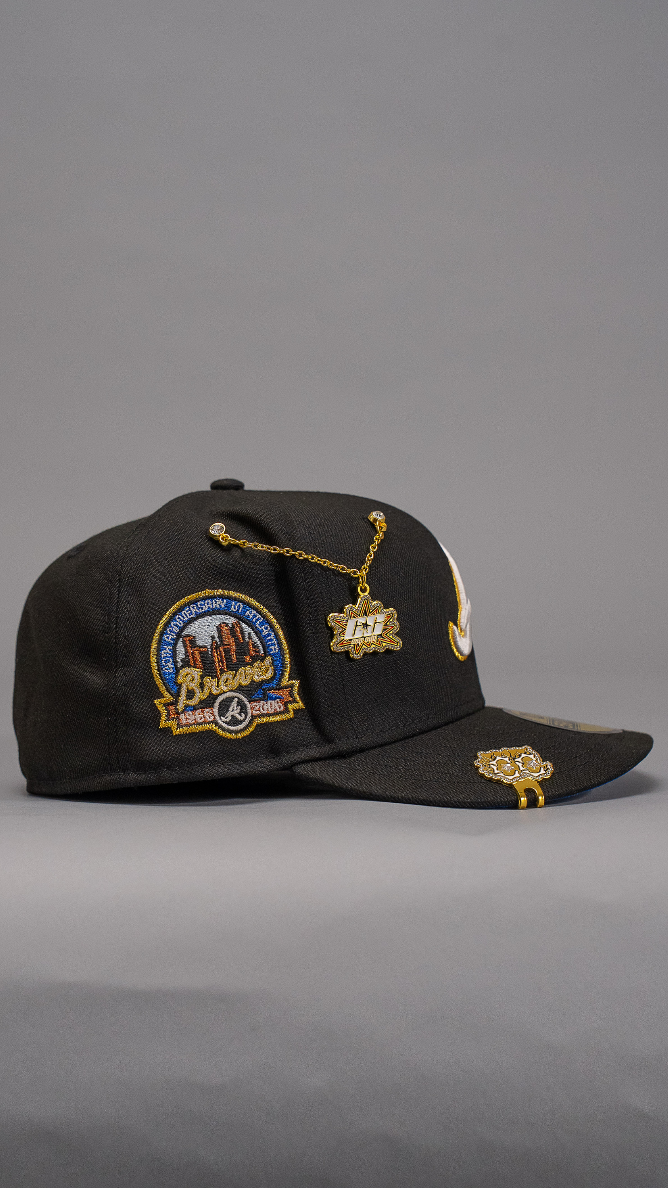 New Era Exclusive 59Fifty Black Atlanta Braves W/ 40th Anniversary Side Patch
