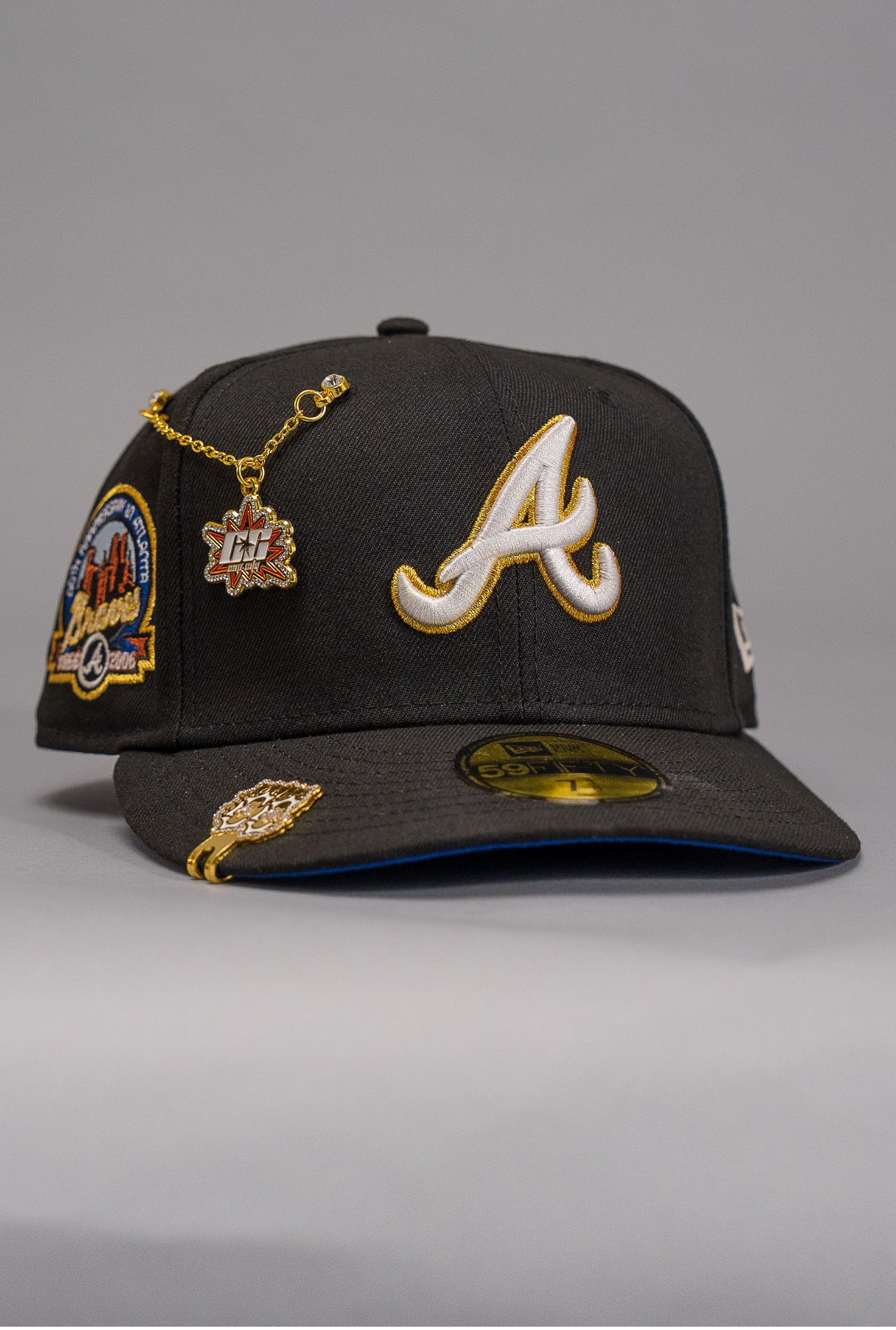 New Era Exclusive 59Fifty Black Atlanta Braves W/ 40th Anniversary Side Patch