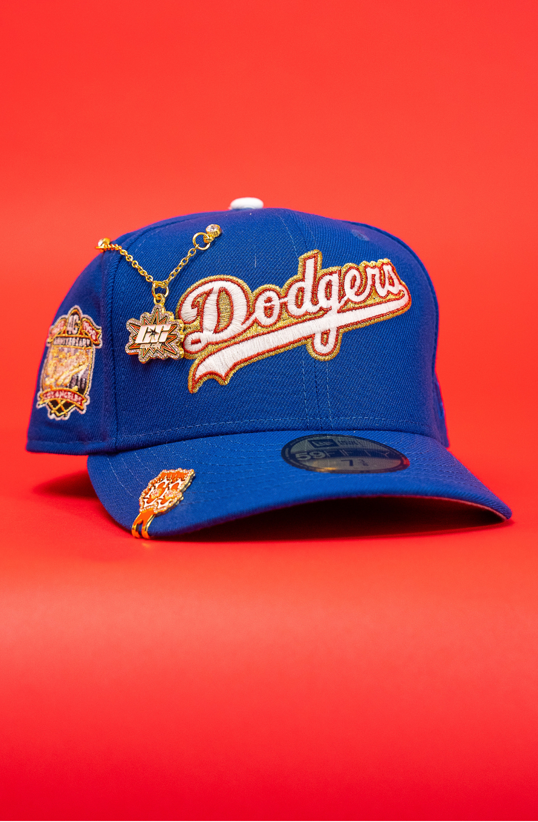 New Era Exclusive 59Fifty Blue Los Angeles Dodgers Script W/ 40th Anniversary Side Patch