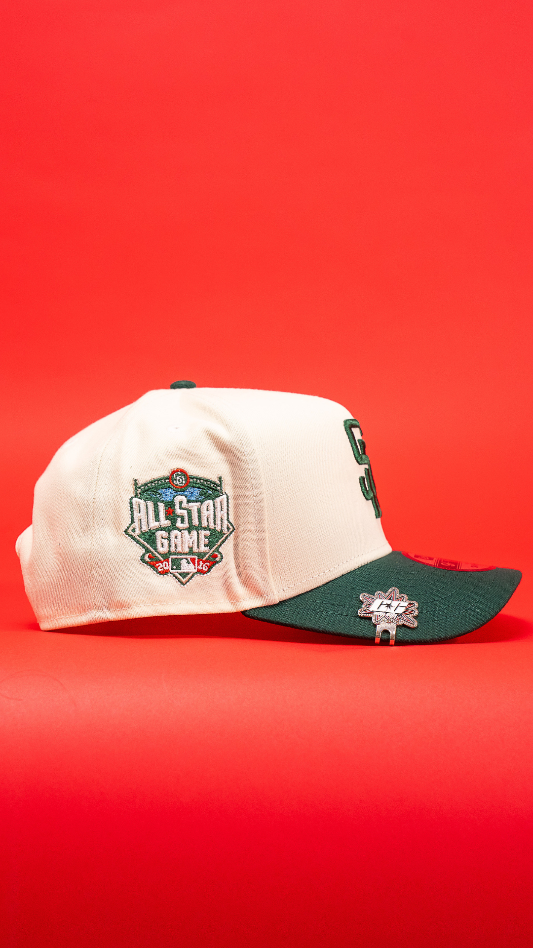 New Era 9Fifty A-Frame Chrome/Forest Green San Diego Padres Snapback W/ 2016 All Star Game Side Patch