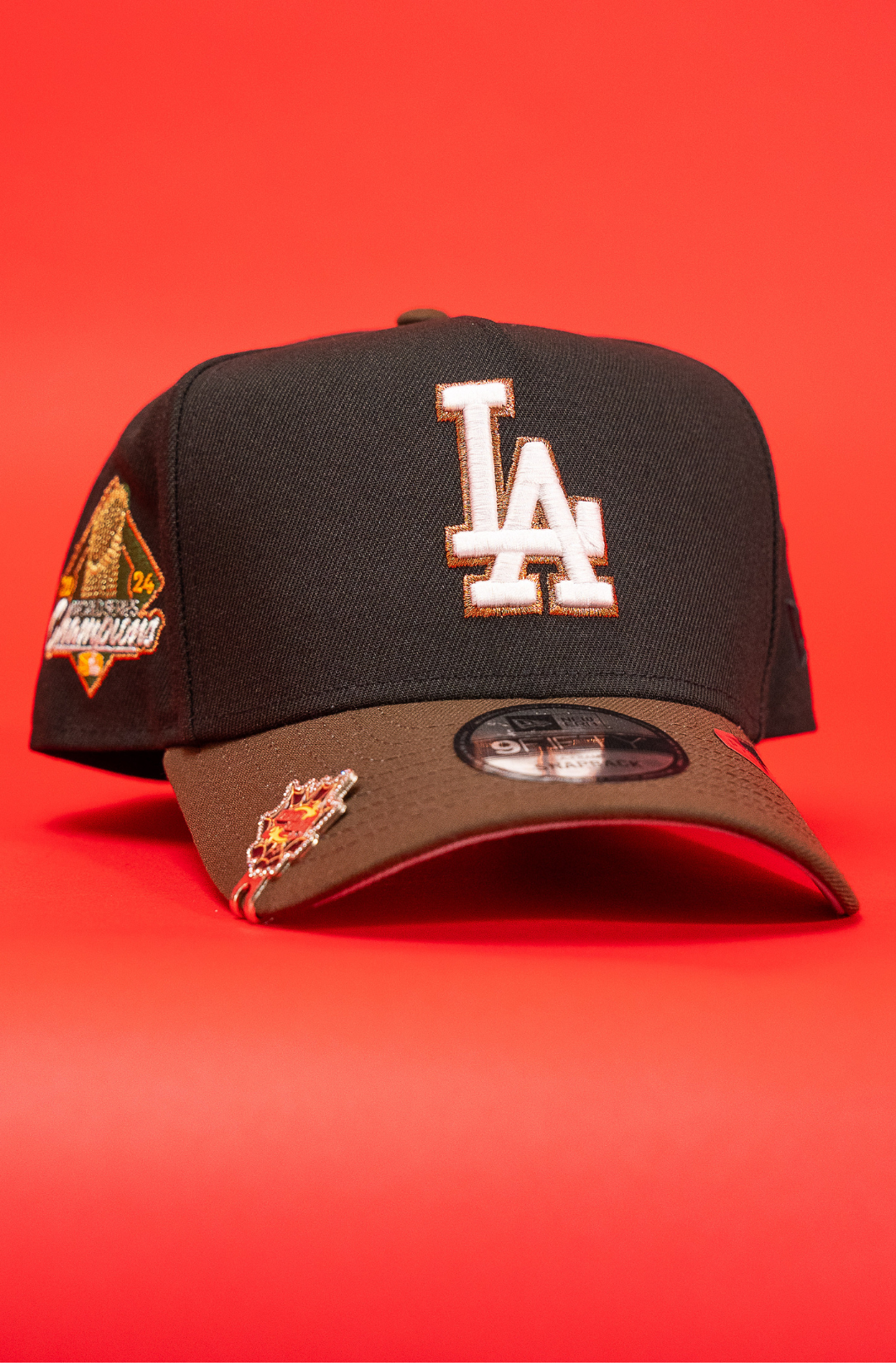 New Era 9Fifty A-Frame Black/Brown Los Angeles Dodgers Snapback W/ 2024 World Series Champions Side Patch