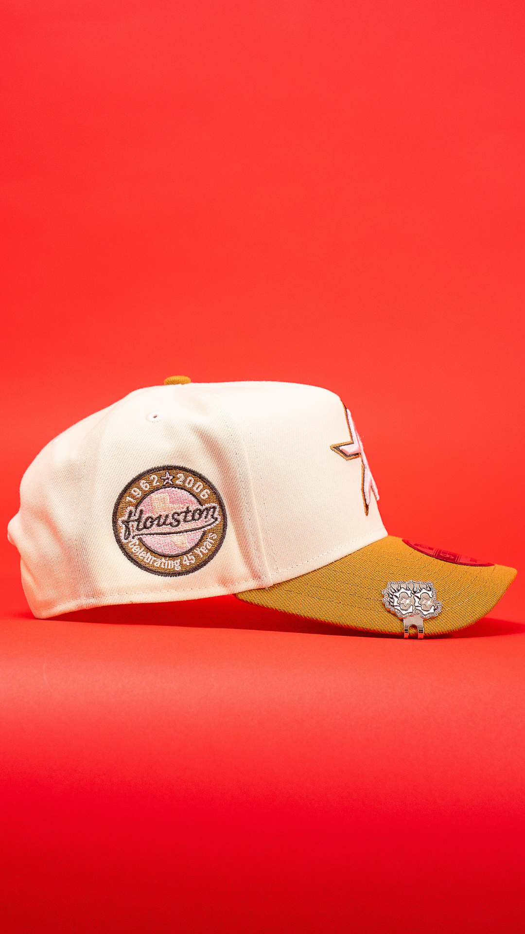 New Era 9Fifty A-Frame Chrome/Khaki Houston Astros Snapback W/ Celebrating 45 Years Side Patch