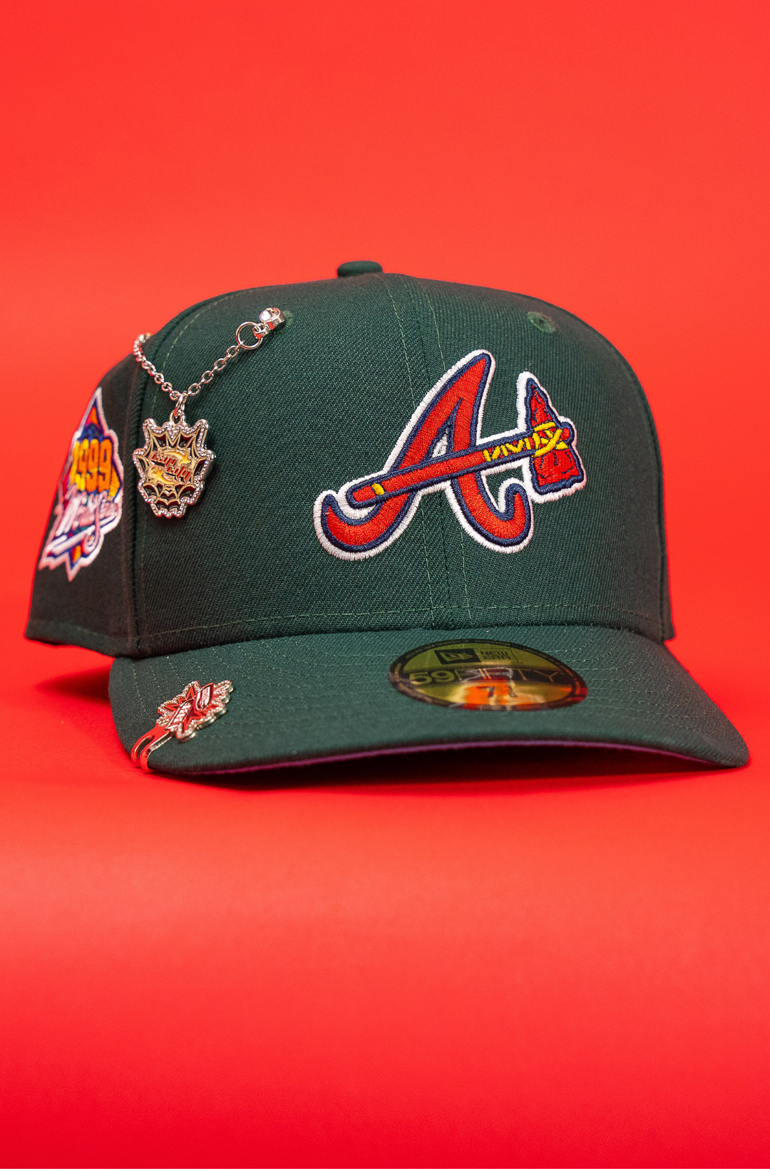 New Era Exclusive 59Fifty Forest Green Atlanta Braves W/ 1999 World Series Side Patch