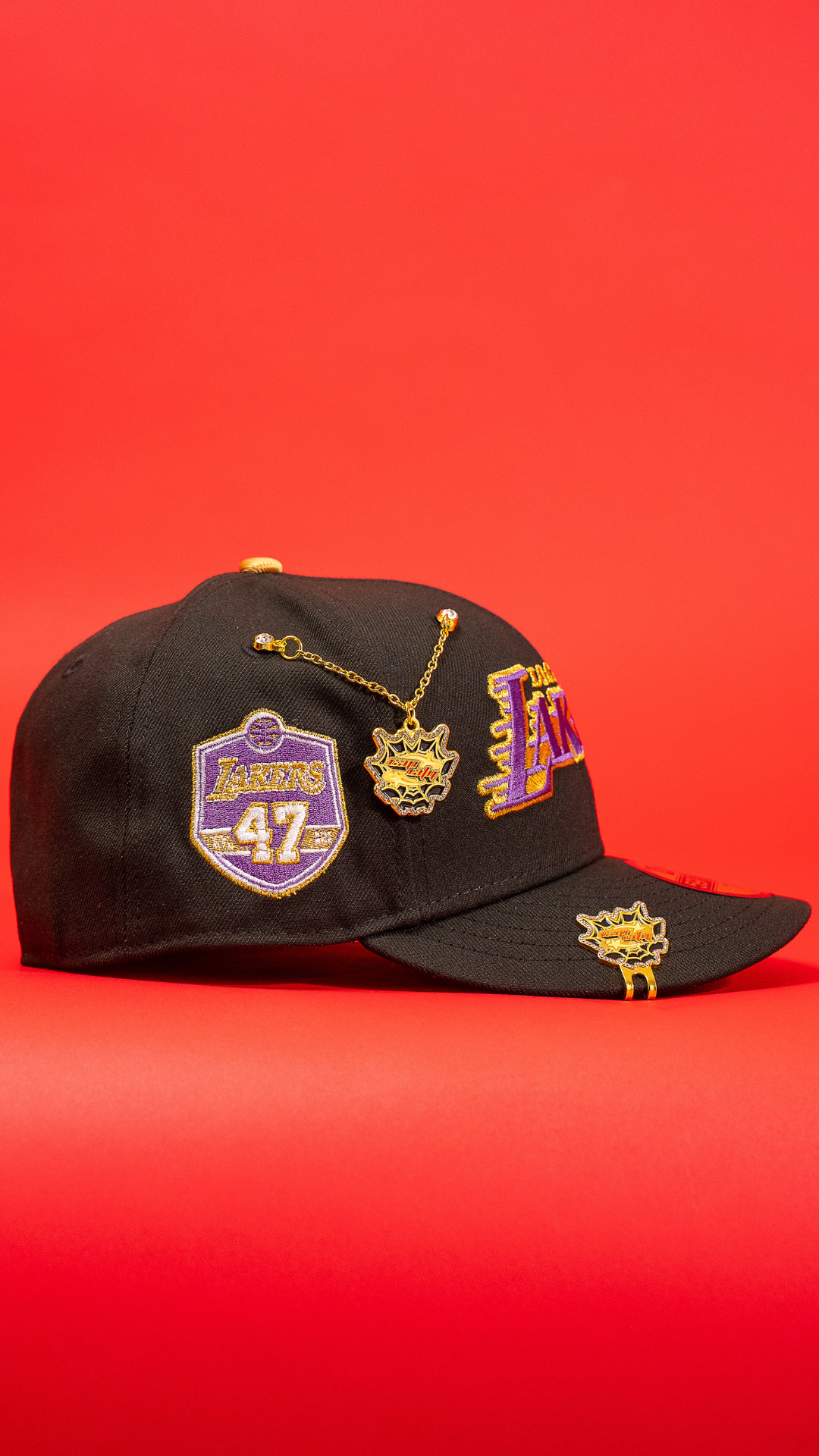 New Era Exclusive 59Fifty Black Los Angeles Lakers W/ 47th Anniversary Side Patch