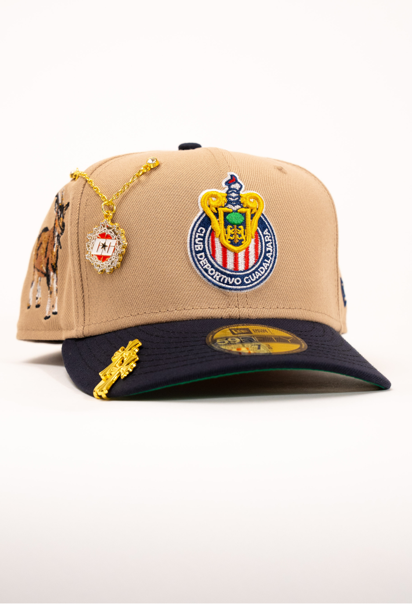 New Era Exclusive 59Fifty Camel/Navy Chivas De Guadalajara W/ El Chivo Side Patch