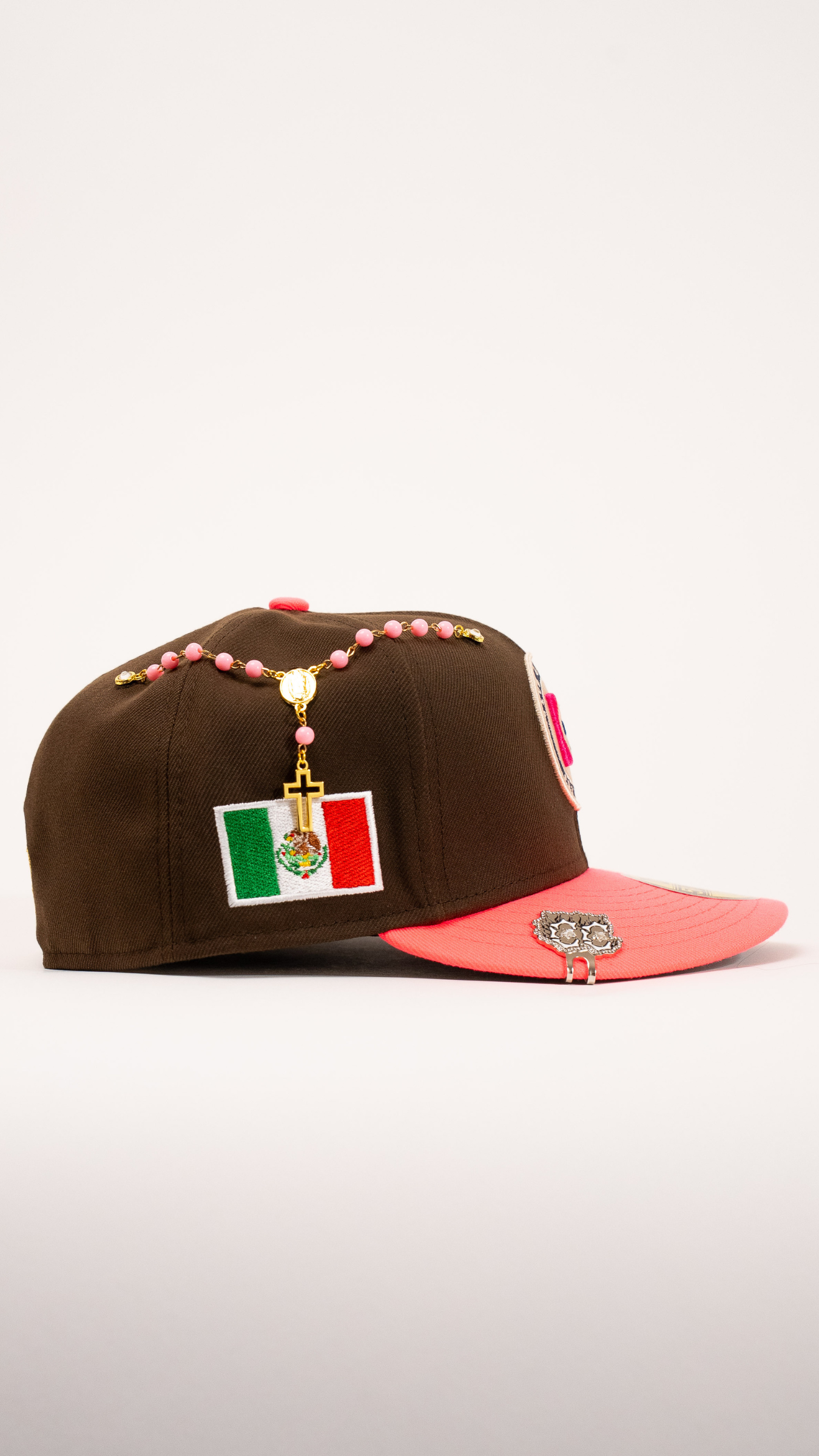 New Era Exclusive 59Fifty Brown/Pink Club Cruz Azul W/ Mexico Flag Side Patch