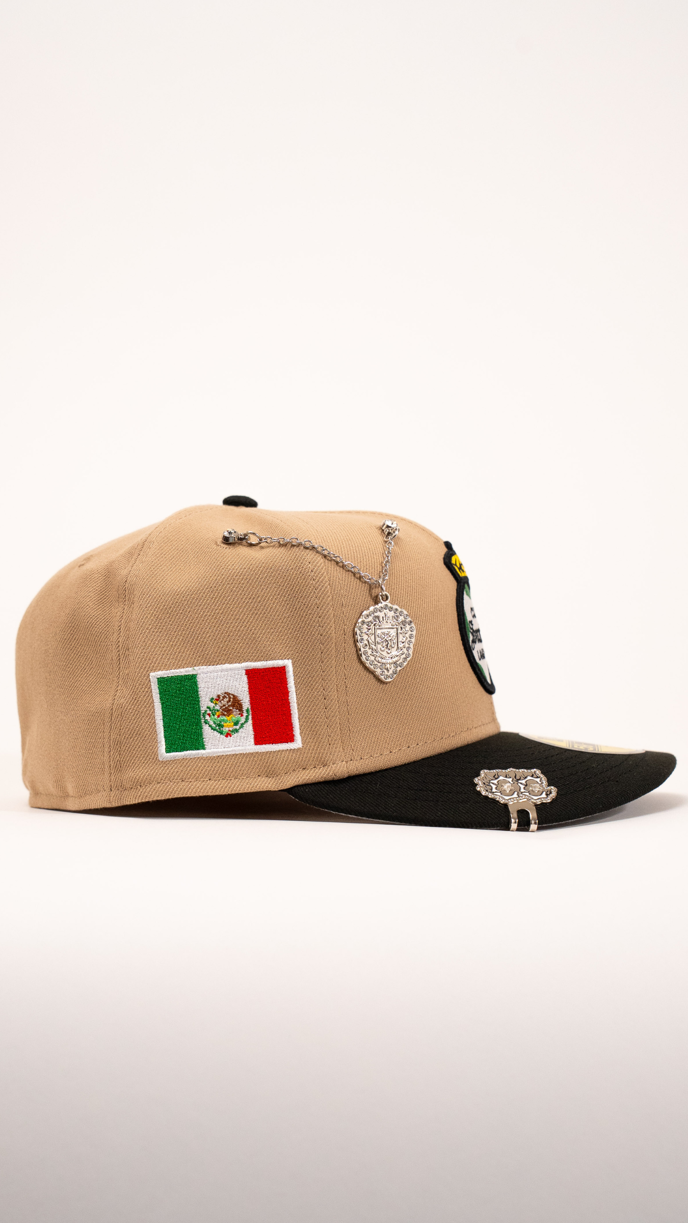 New Era Exclusive 59Fifty Camel/Black Santos Laguna W/ Mexico Flag Side Patch