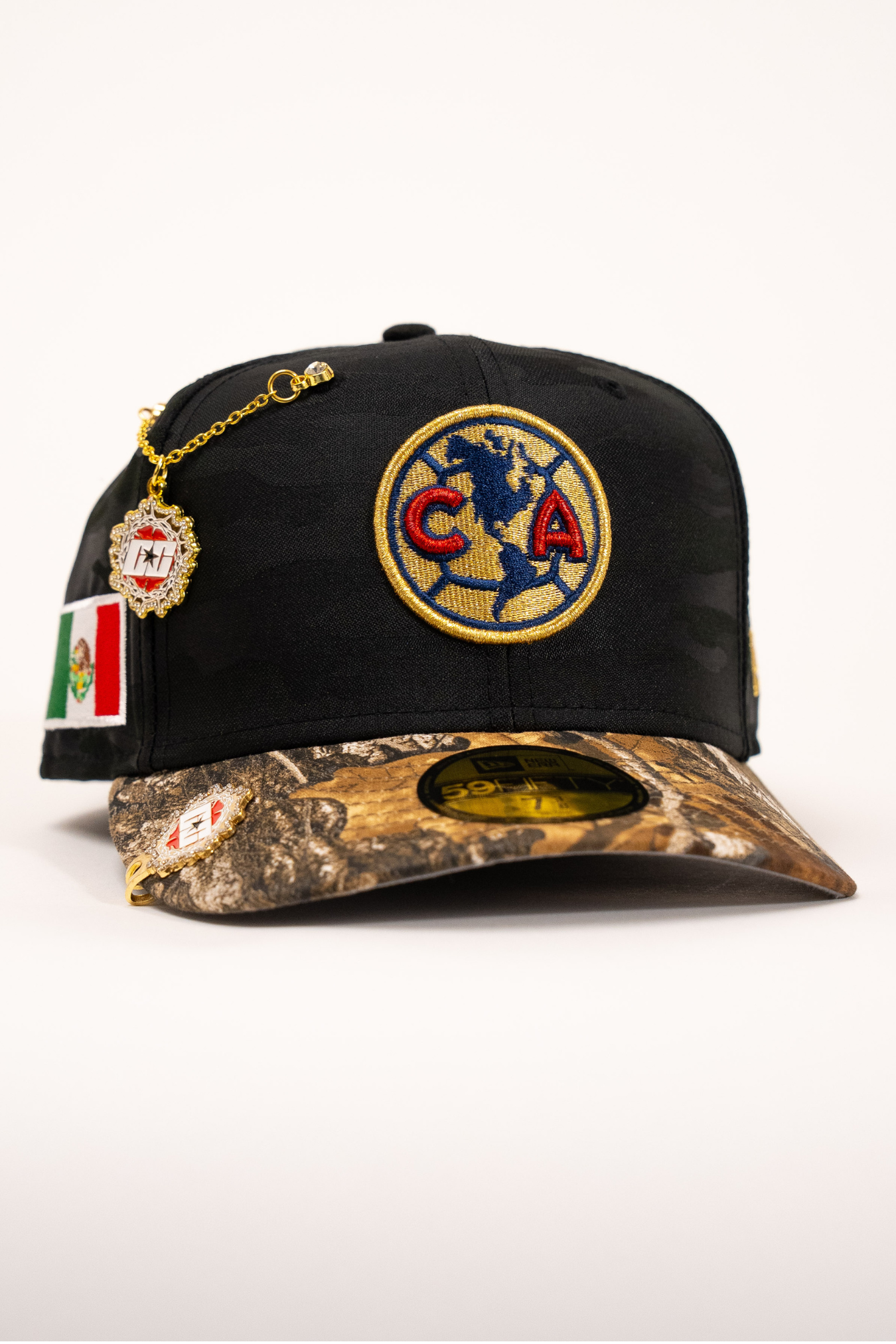 New Era Exclusive 59Fifty Black Camo/Realtree Club America W/ Mexico Flag Side Patch