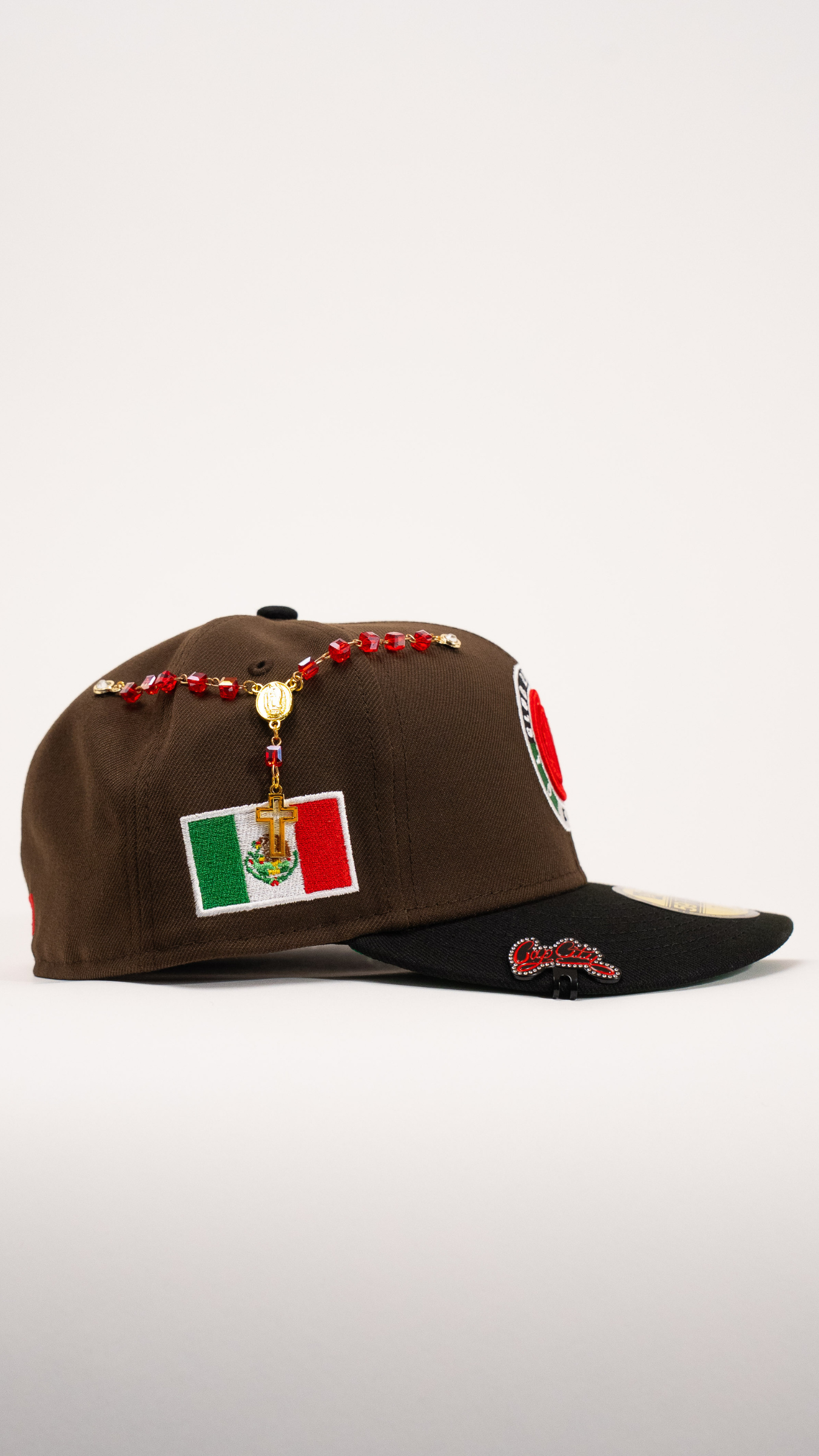 New Era Exclusive 59Fifty Brown/Black Club Deportivo Toluca W/ Mexico Flag Side Patch