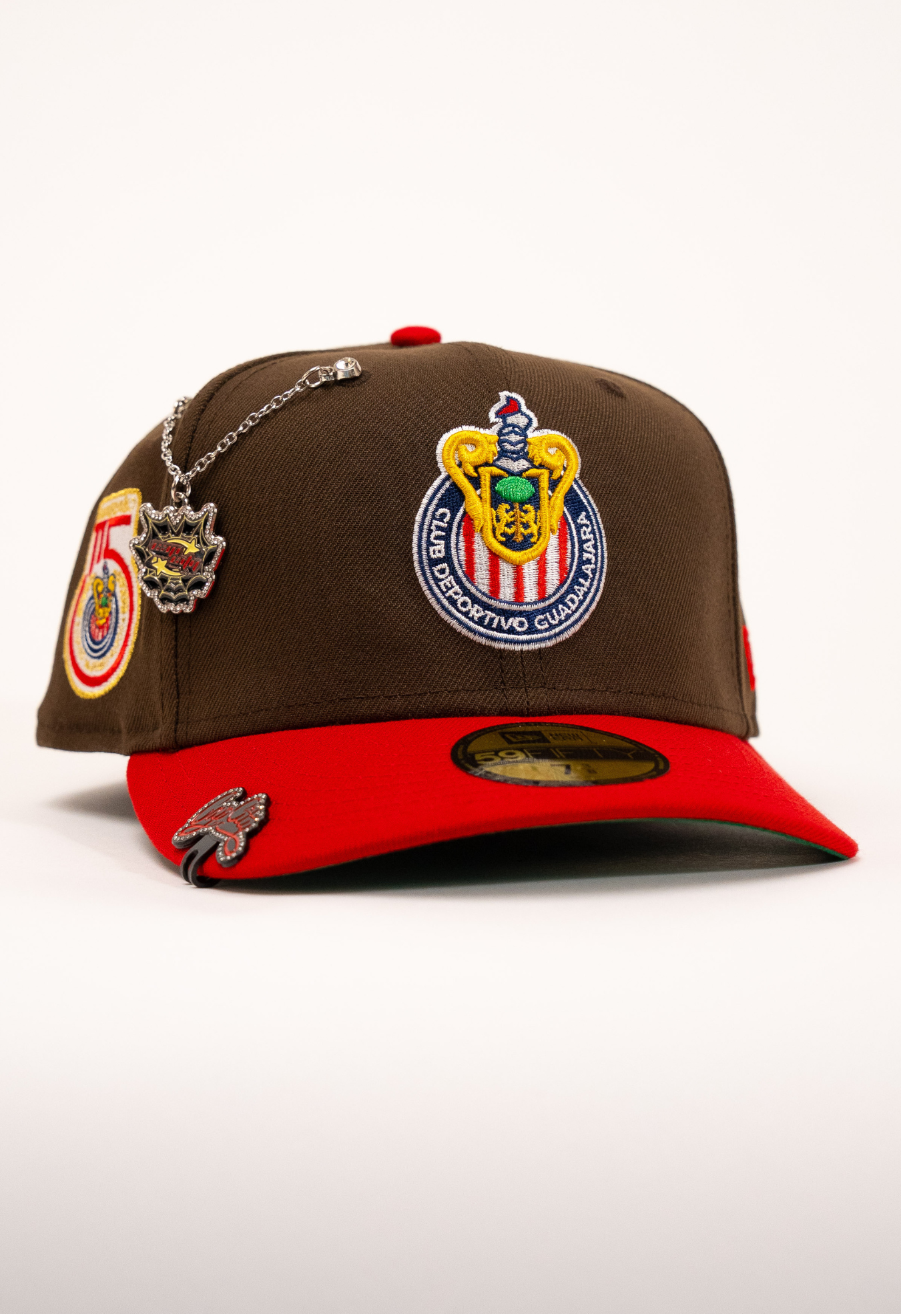 New Era Exclusive 59Fifty Brown/Red Chivas De Guadalajara W/ 115th Anniversary Side Patch