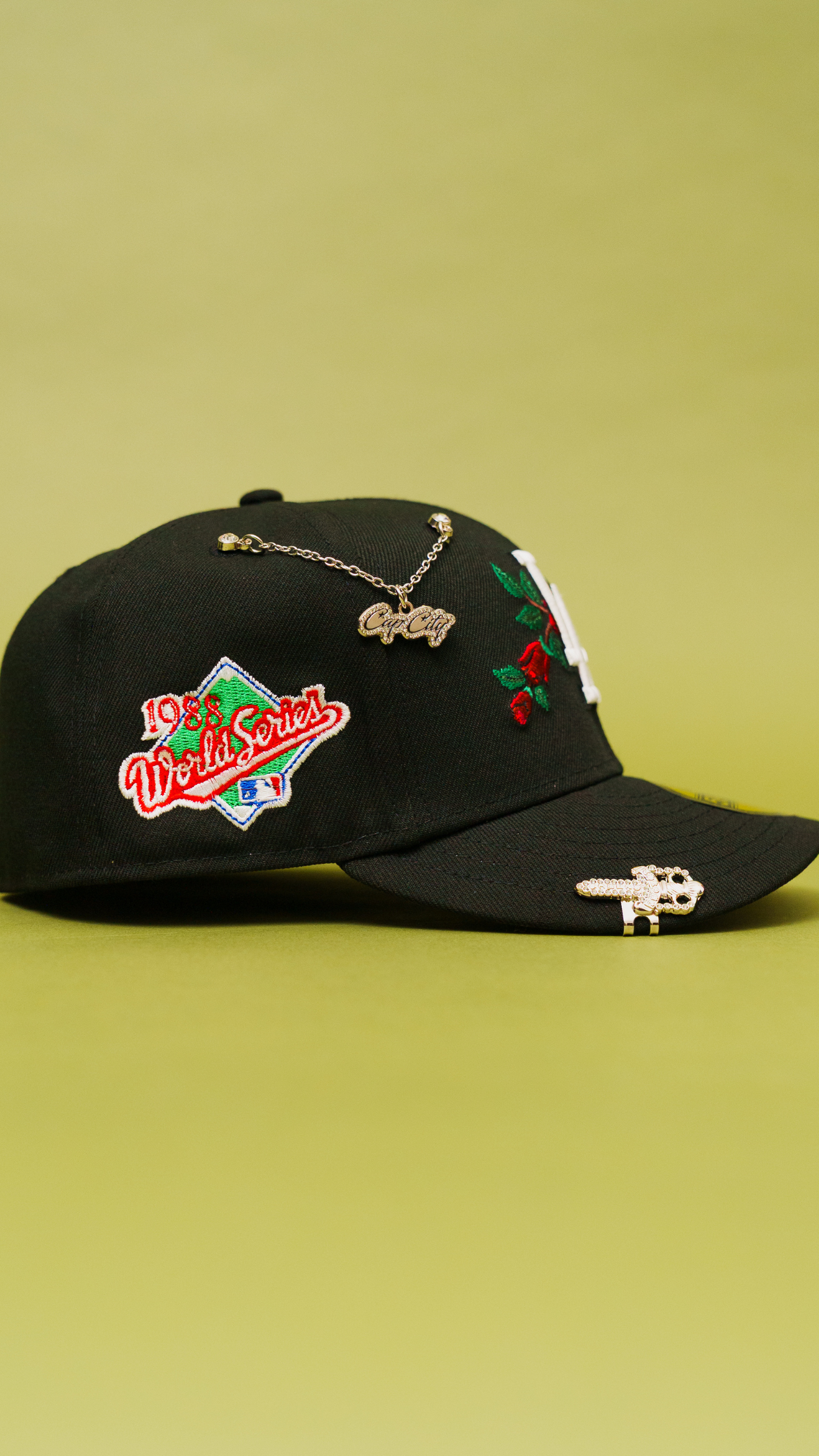 New Era Exclusive 59Fifty Black Los Angeles Dodgers W/ Red Rose + 1988 World Series Side Patch