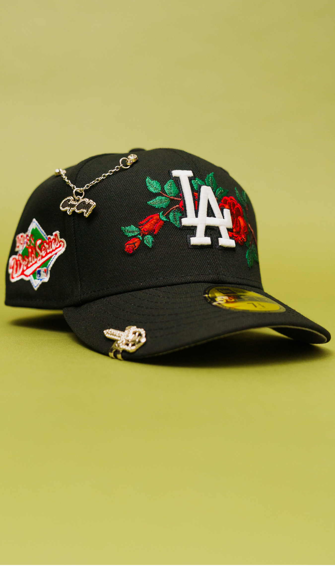 New Era Exclusive 59Fifty Black Los Angeles Dodgers W/ Red Rose + 1988 World Series Side Patch