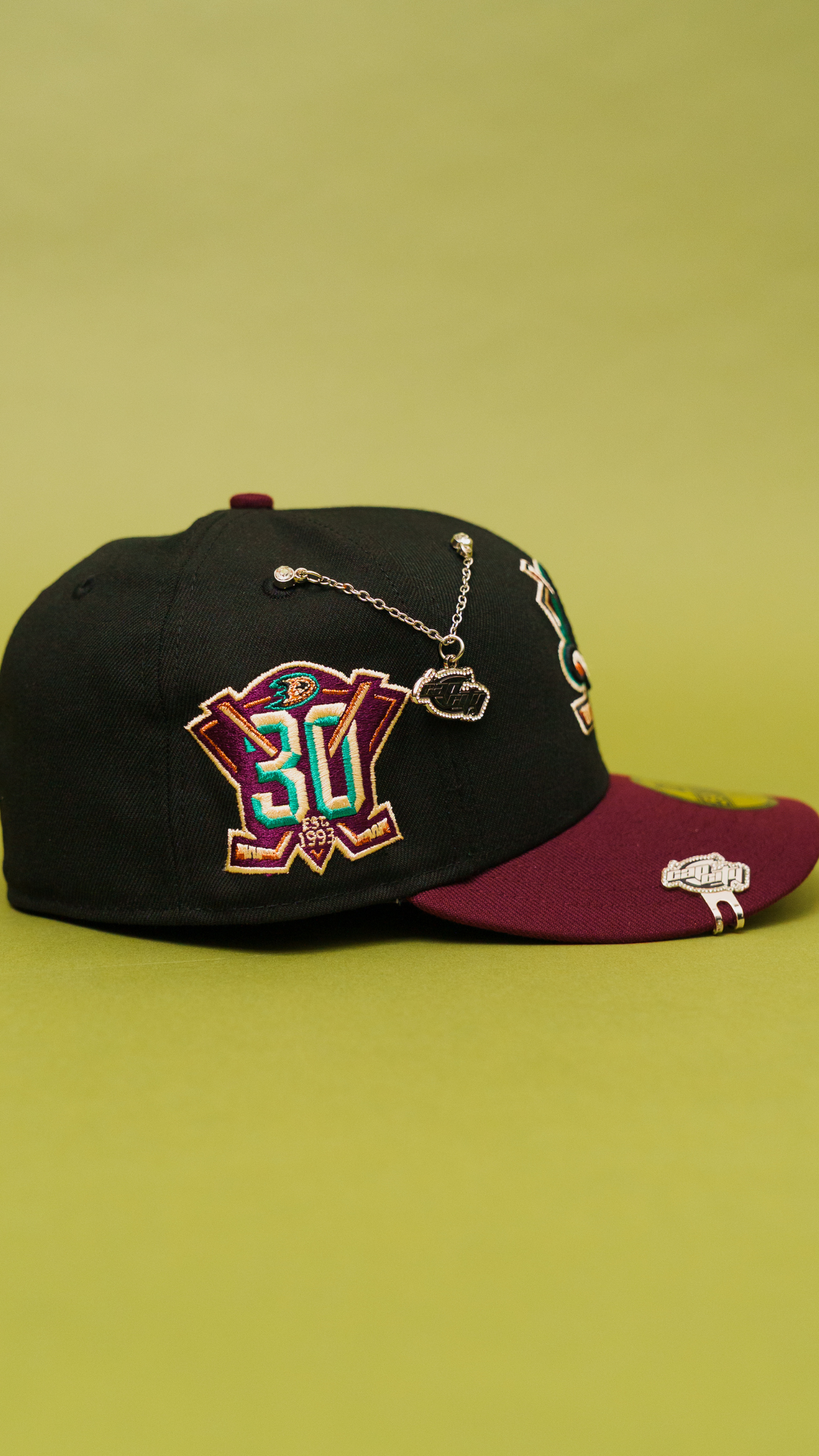 New Era Exclusive 59Fifty Black/Burgundy Anaheim Ducks W/ 30th Anniversary Side Patch