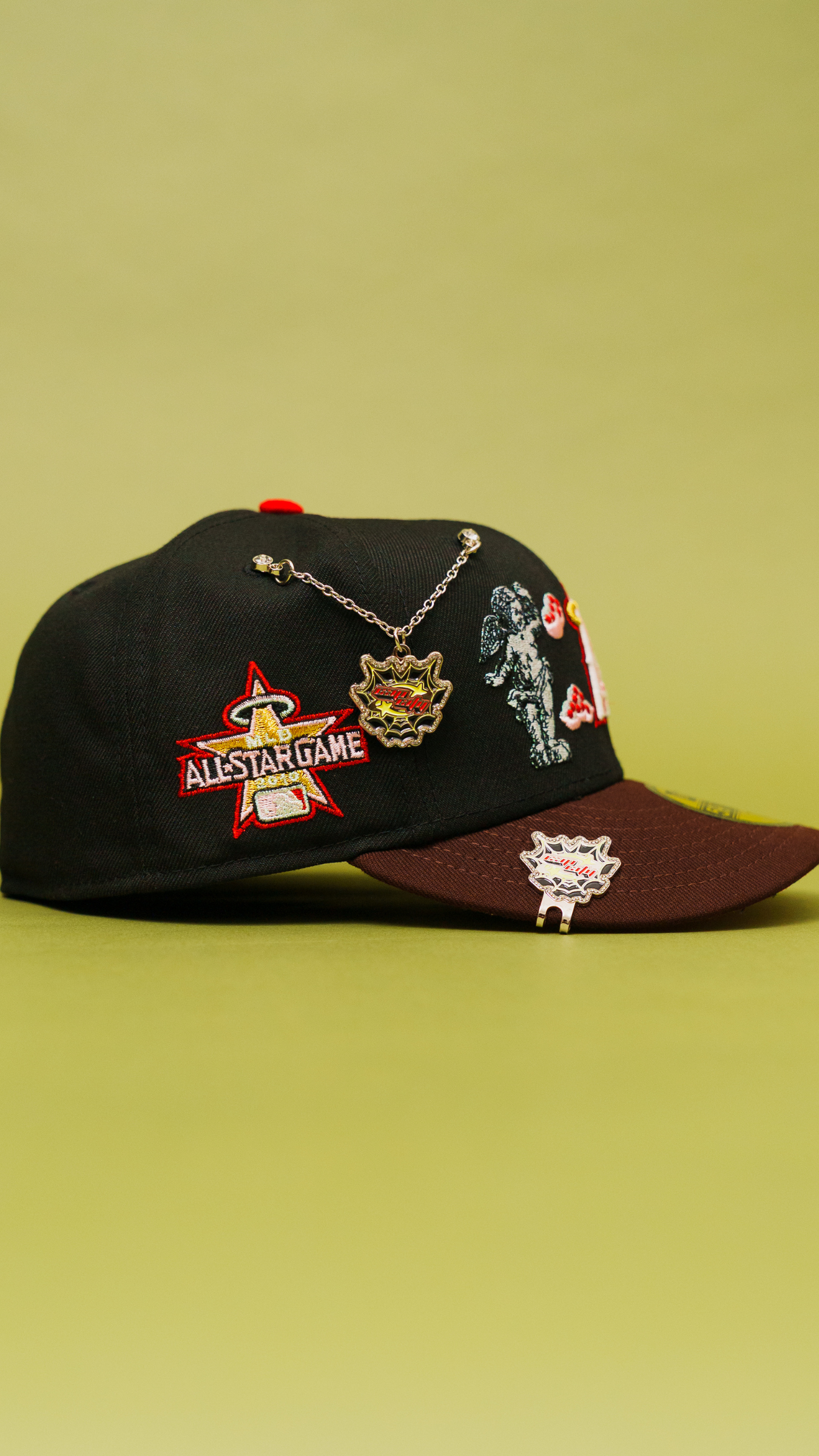 New Era Exclusive 59Fifty Black/Brown Anaheim Angels "City Of Angels" W/ All Star Game Side Patch