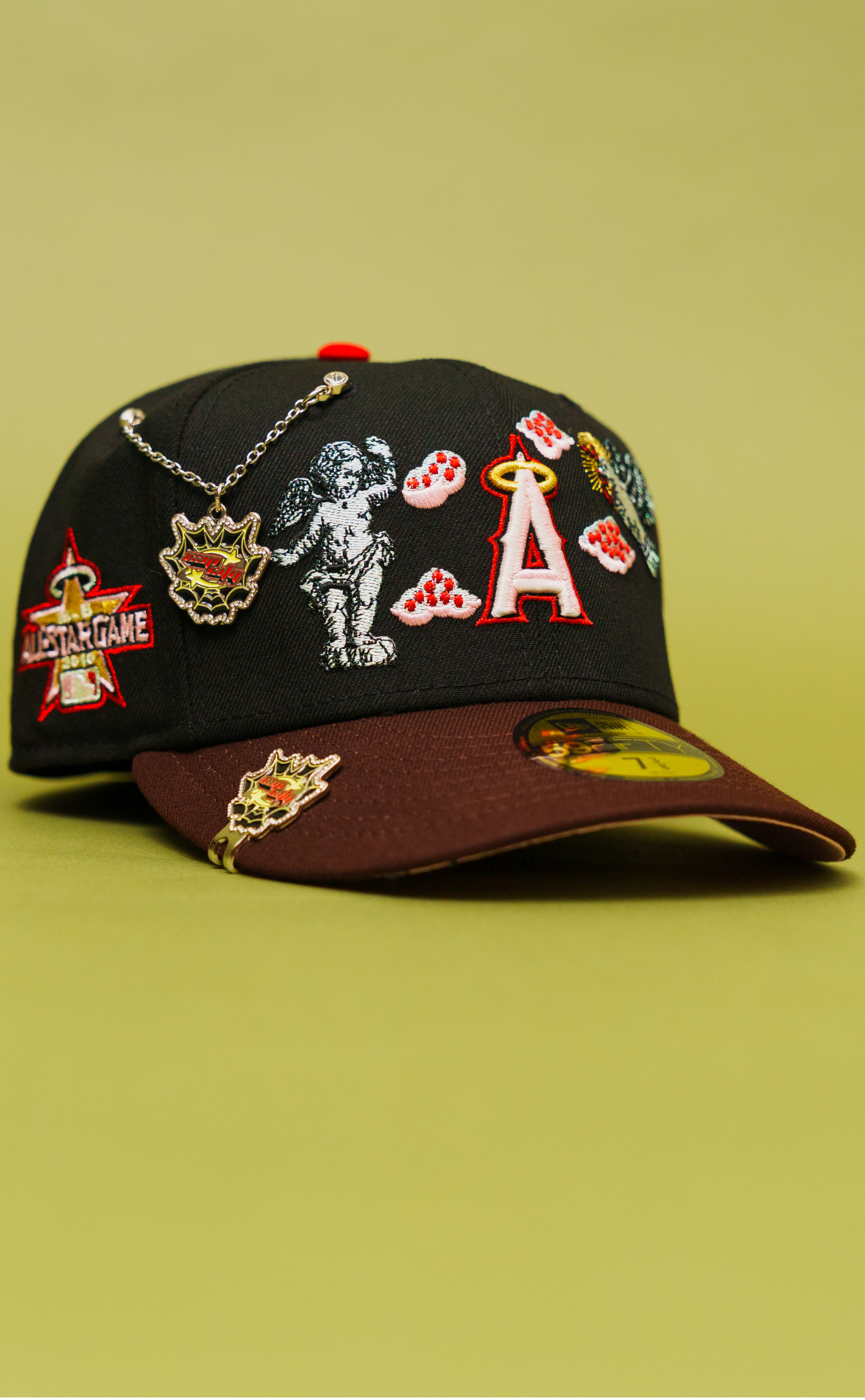 New Era Exclusive 59Fifty Black/Brown Anaheim Angels "City Of Angels" W/ All Star Game Side Patch
