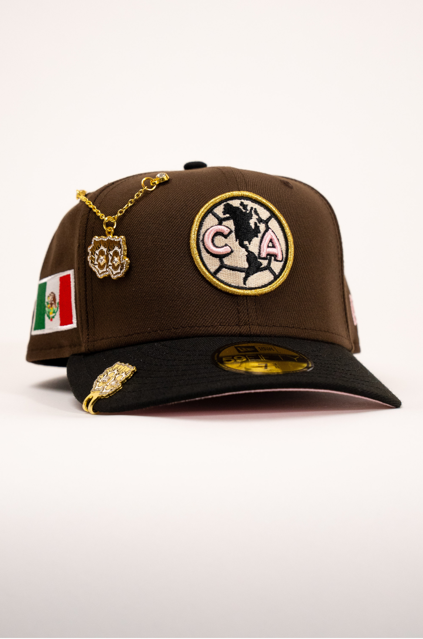 New Era Exclusive 59Fifty Brown/Black Club America W/ Mexico Flag Side Patch