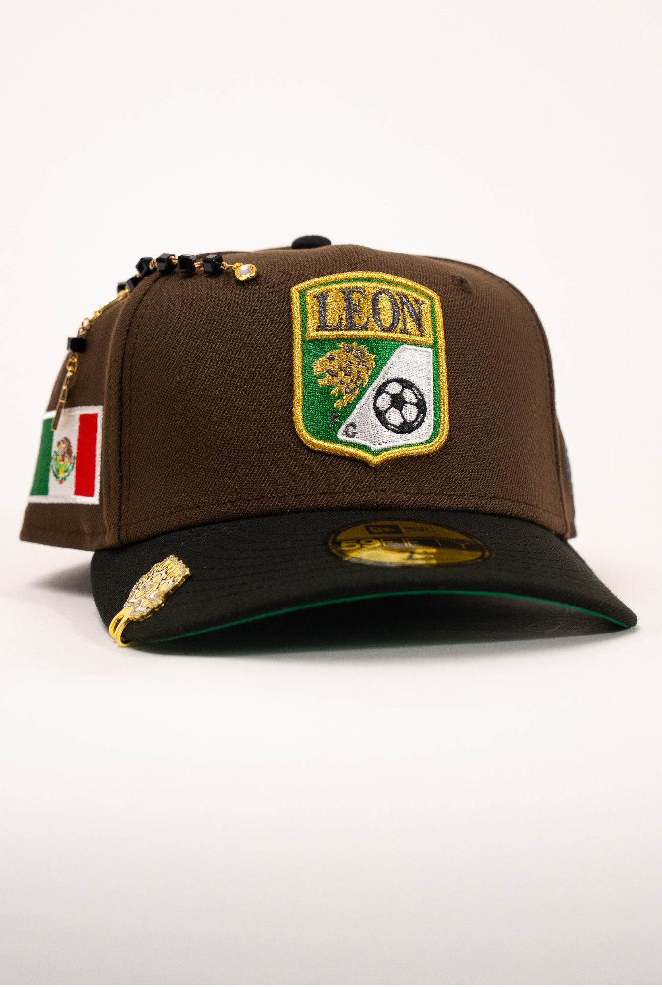 New Era Exclusive 59Fifty Brown/Black Club Leon W/ Mexico Flag Side Patch