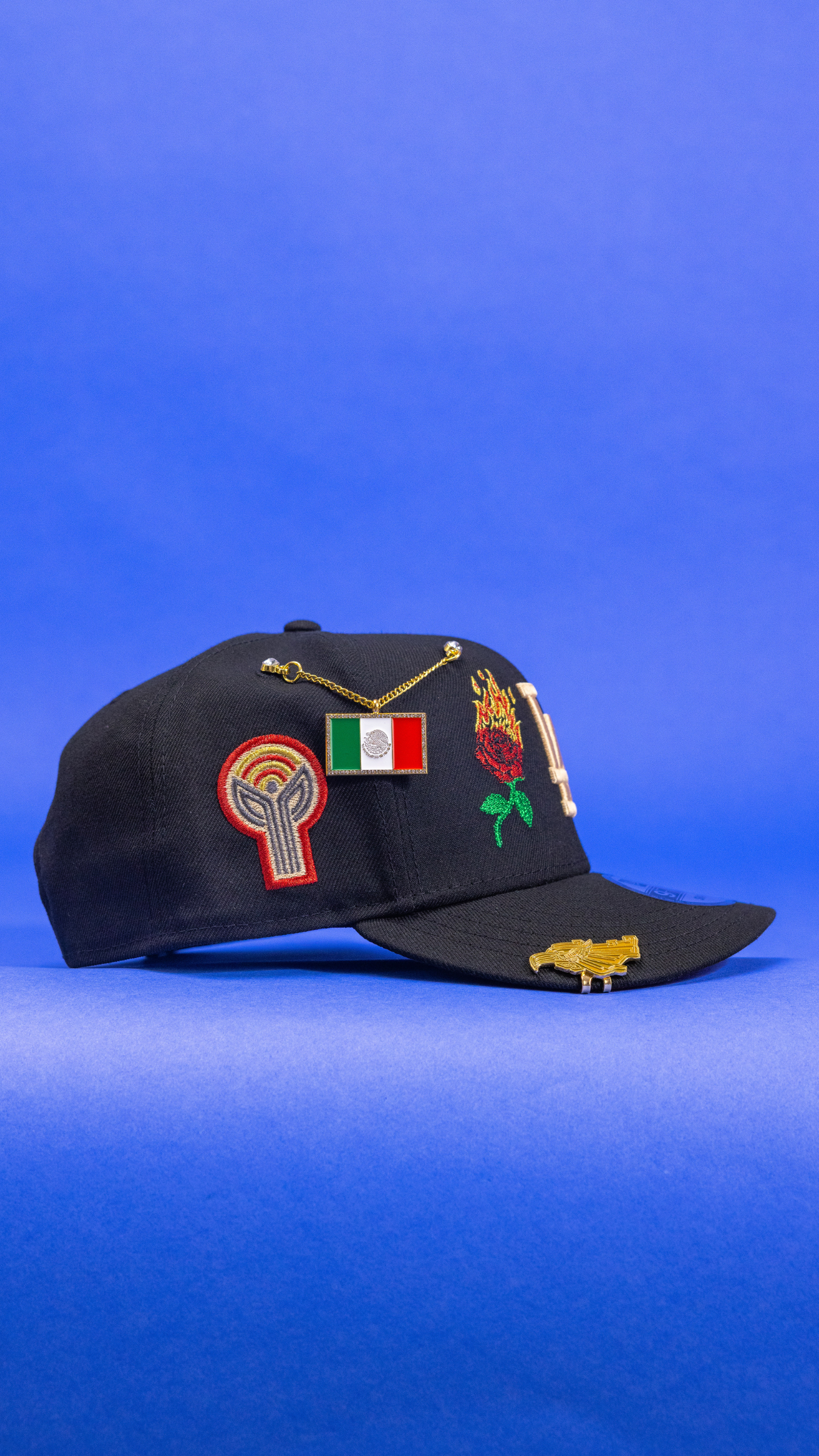 New Era Exclusive 9Fifty Black Los Angeles Dodgers Snapback W/ Burnt Roses + Fernando Valenzuela Side Patch
