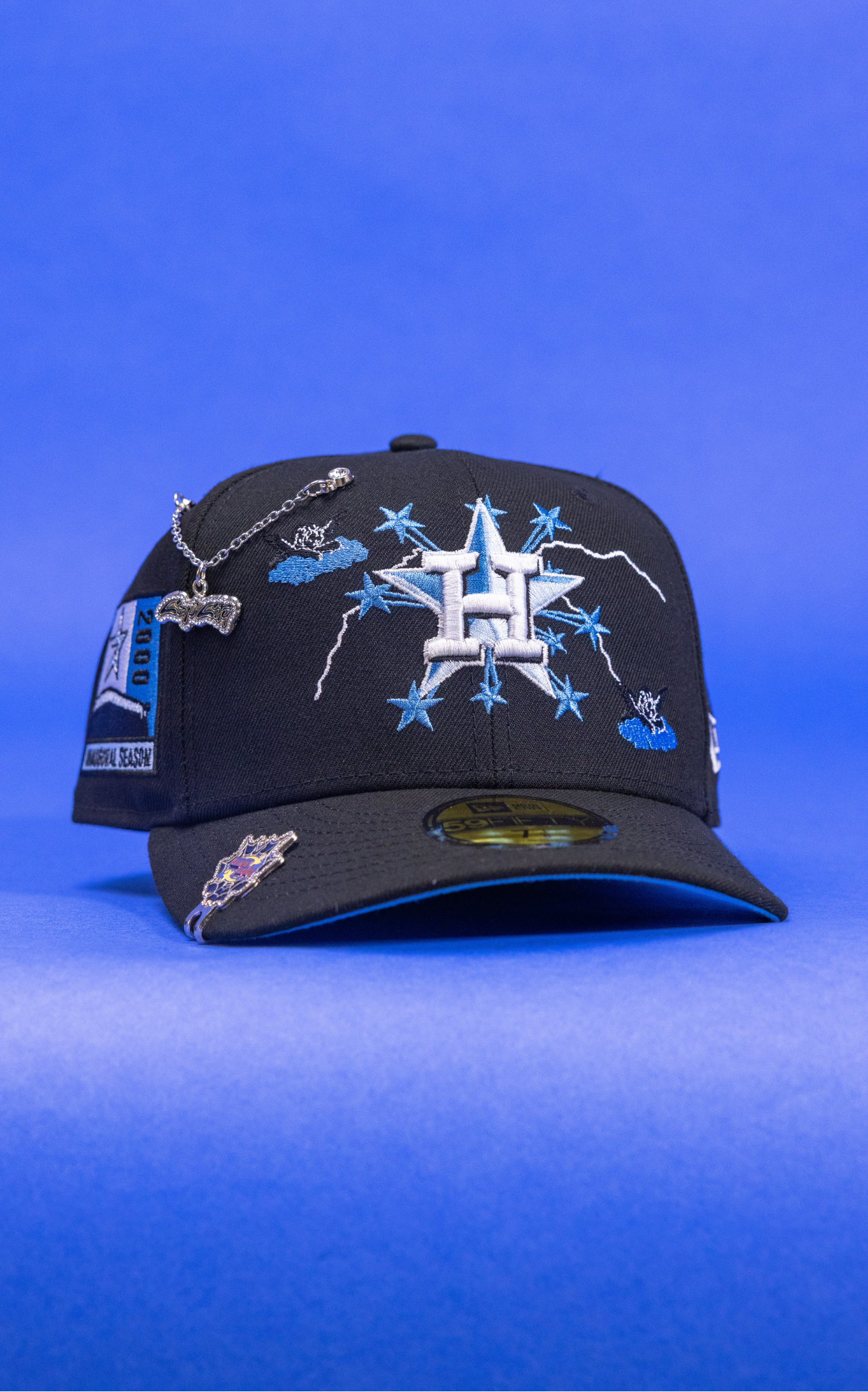 New Era Exclusive 59Fifty Black Houston Astros W/ Embroidery + 2000 Inaugural Season Side Patch