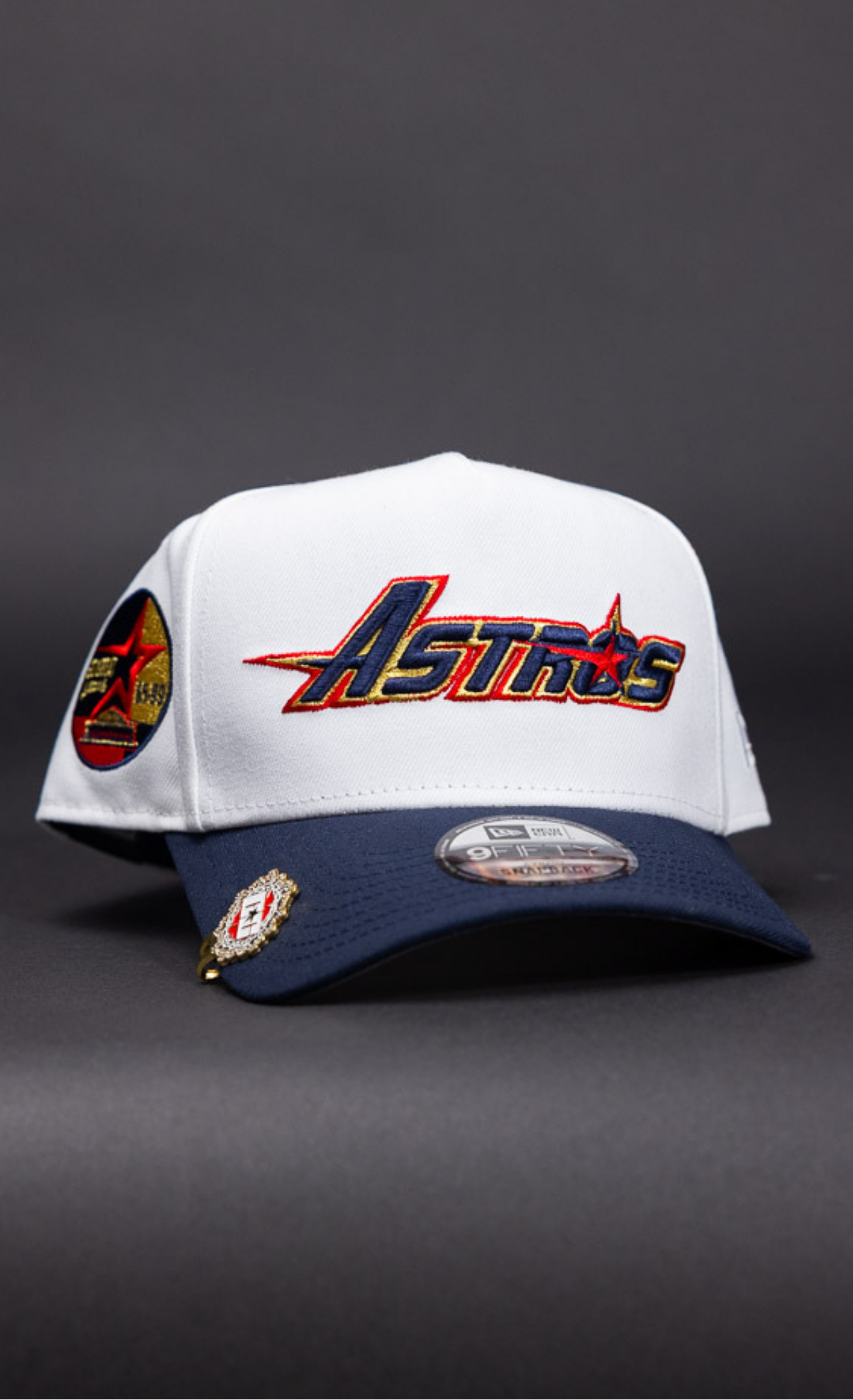 New Era 9Fifty A-Frame Pearl White Houston Astros Script Snapback W/ 35th Anniversary Side Patch