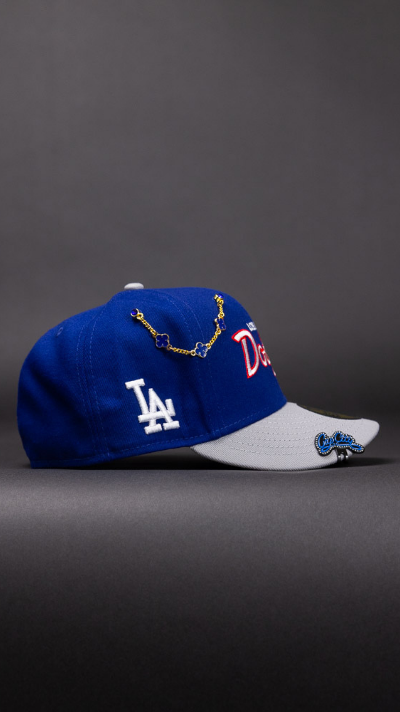 New Era Exclusive 59Fifty Blue/Grey Los Angeles Dodgers Script W/ LA Logo Side Patch