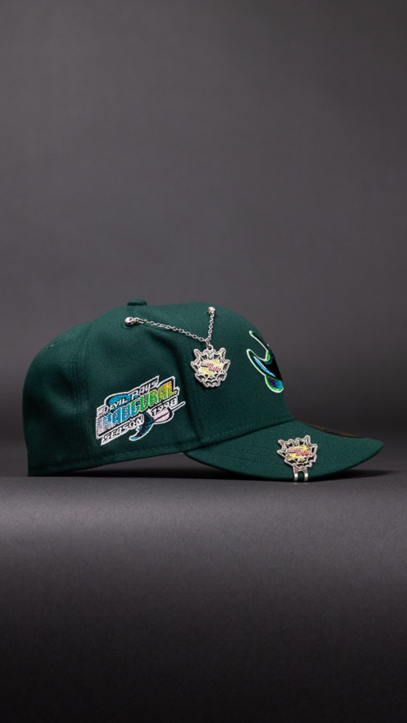 New Era Exclusive 59Fifty Forest Green Tampa Devilrays W/ 1998 Inaugural Season Side Patch