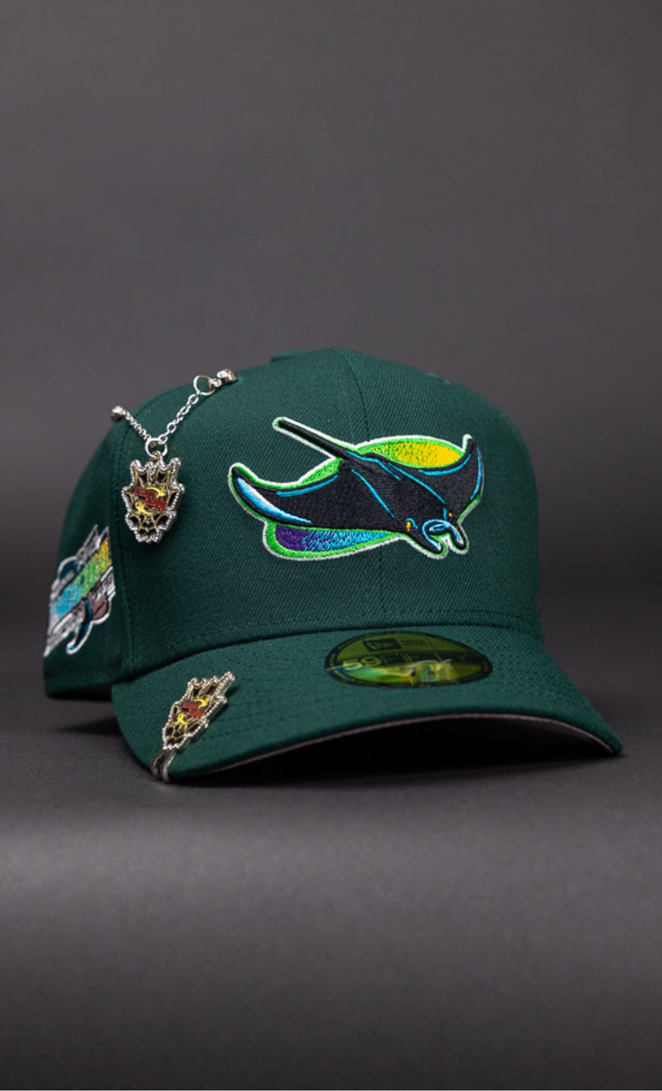 New Era Exclusive 59Fifty Forest Green Tampa Devilrays W/ 1998 Inaugural Season Side Patch