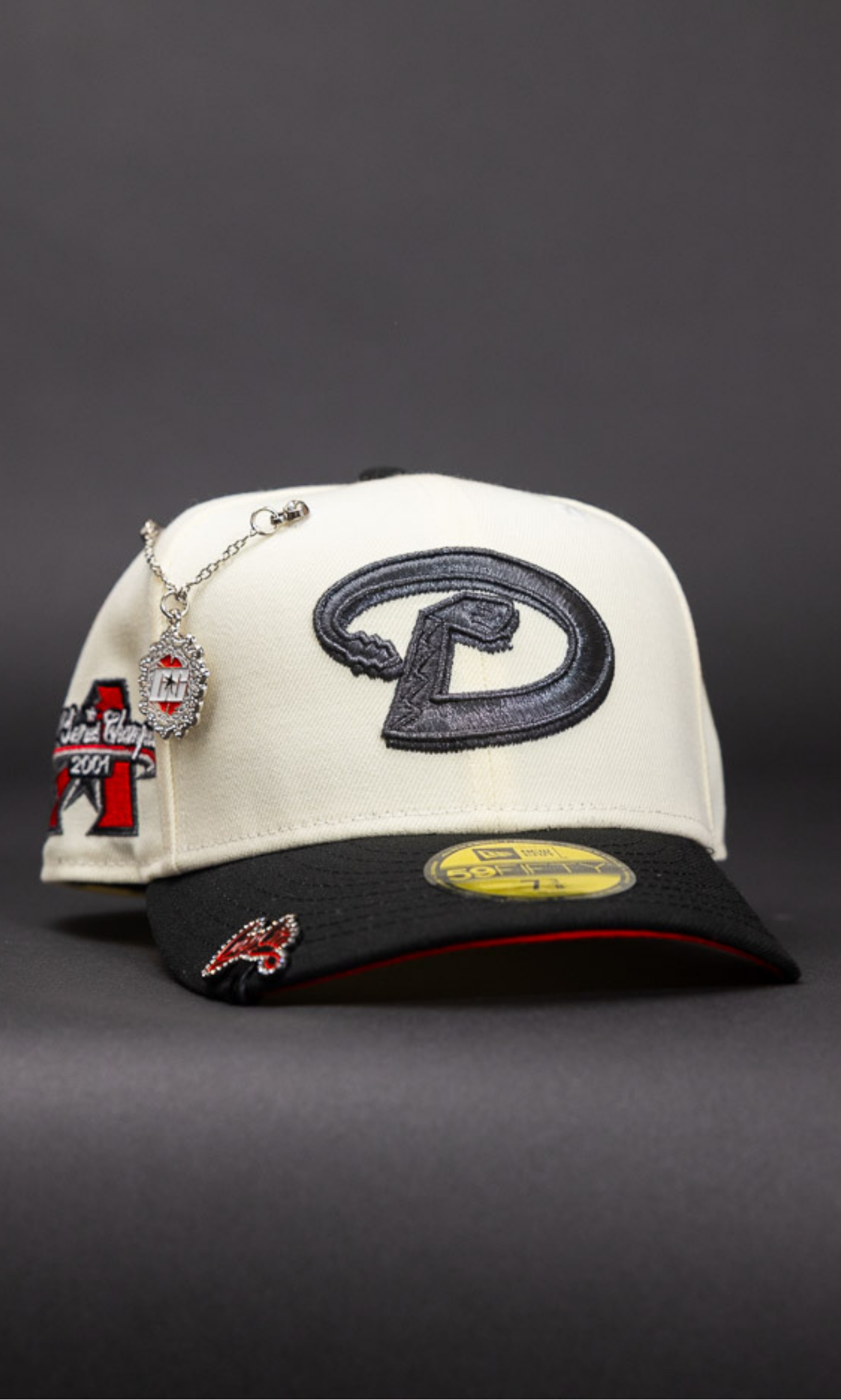 New Era Exclusive 59Fifty Chrome/Black Arizona Diamondbacks W/ 1998 Inaugural Season Side Patch