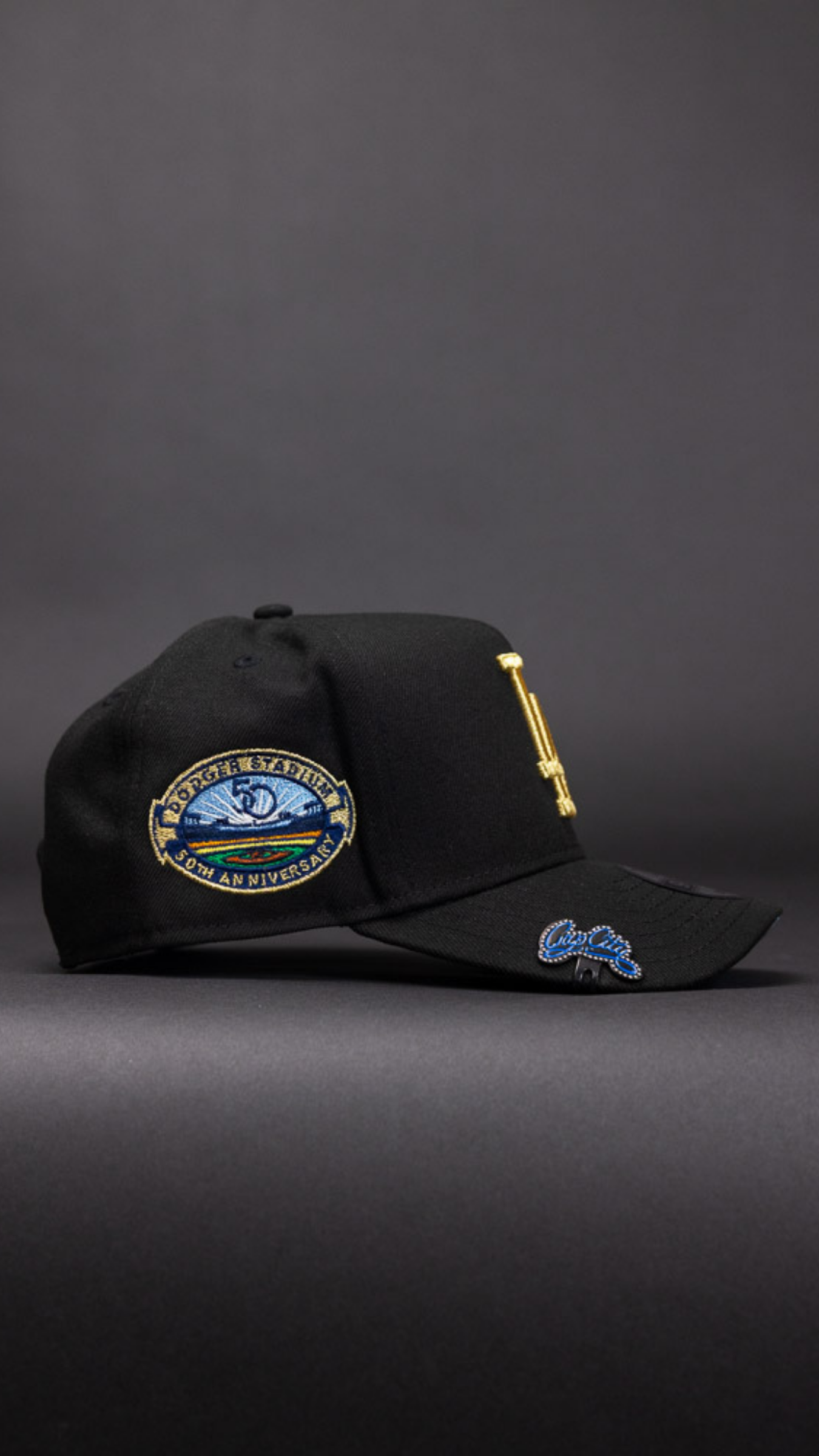 New Era 9Fifty A-Frame Black Los Angeles Dodgers Snapback W/ Heart + 50th Anniversary Side Patch