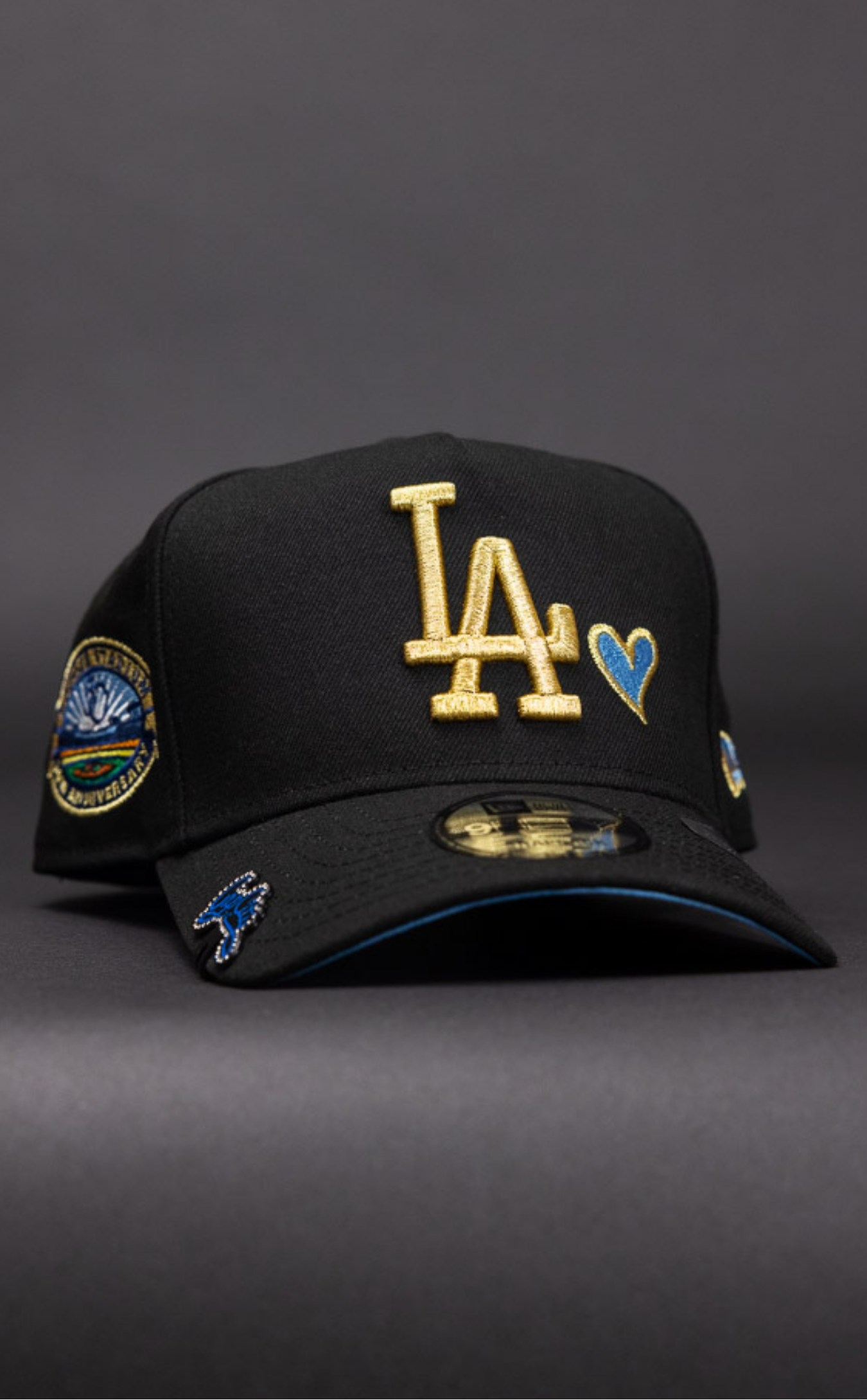 New Era 9Fifty A-Frame Black Los Angeles Dodgers Snapback W/ Heart + 50th Anniversary Side Patch
